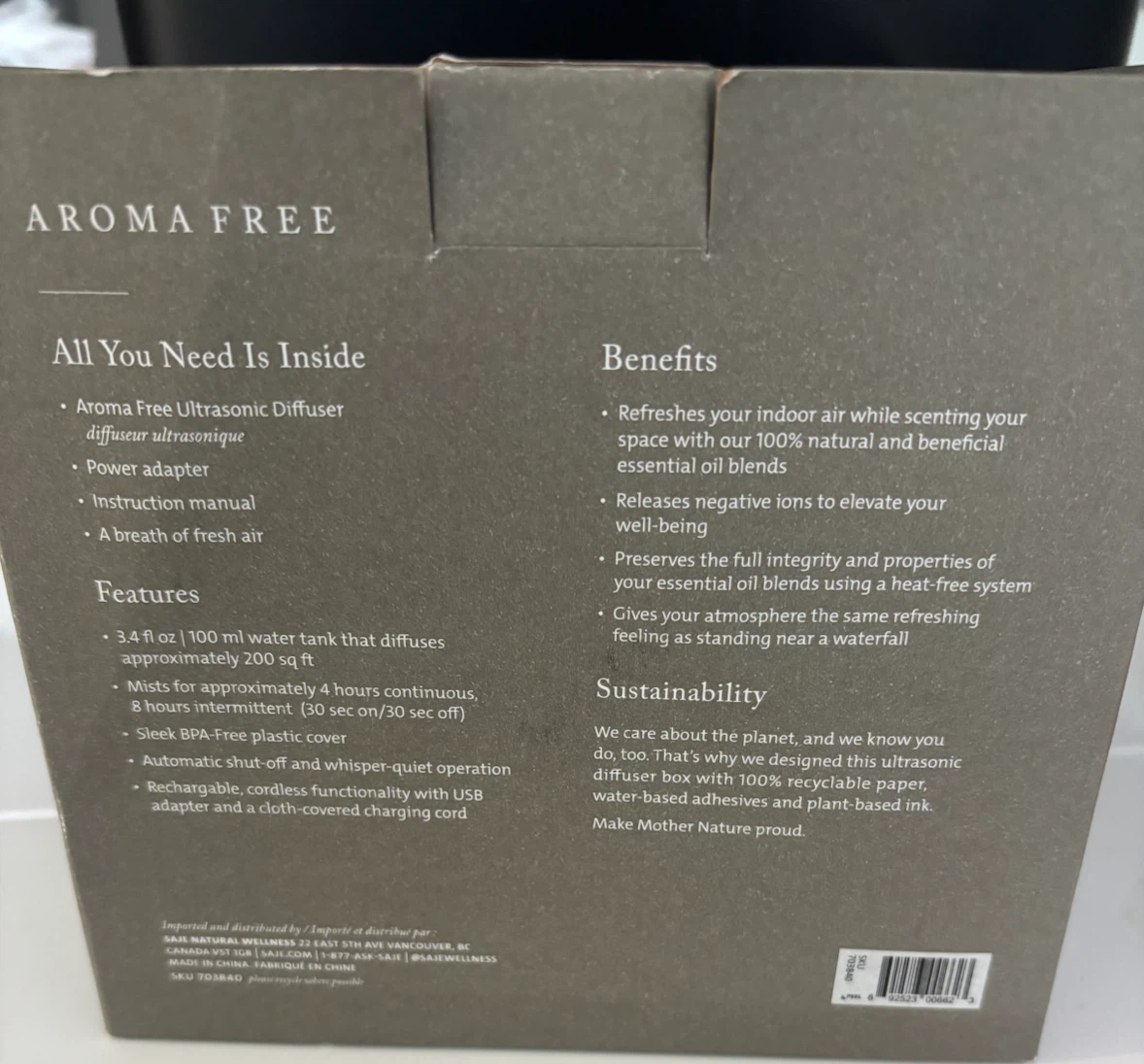 New Saje Aroma Free Cordless & Rechargeable Diffuser - photo 5
