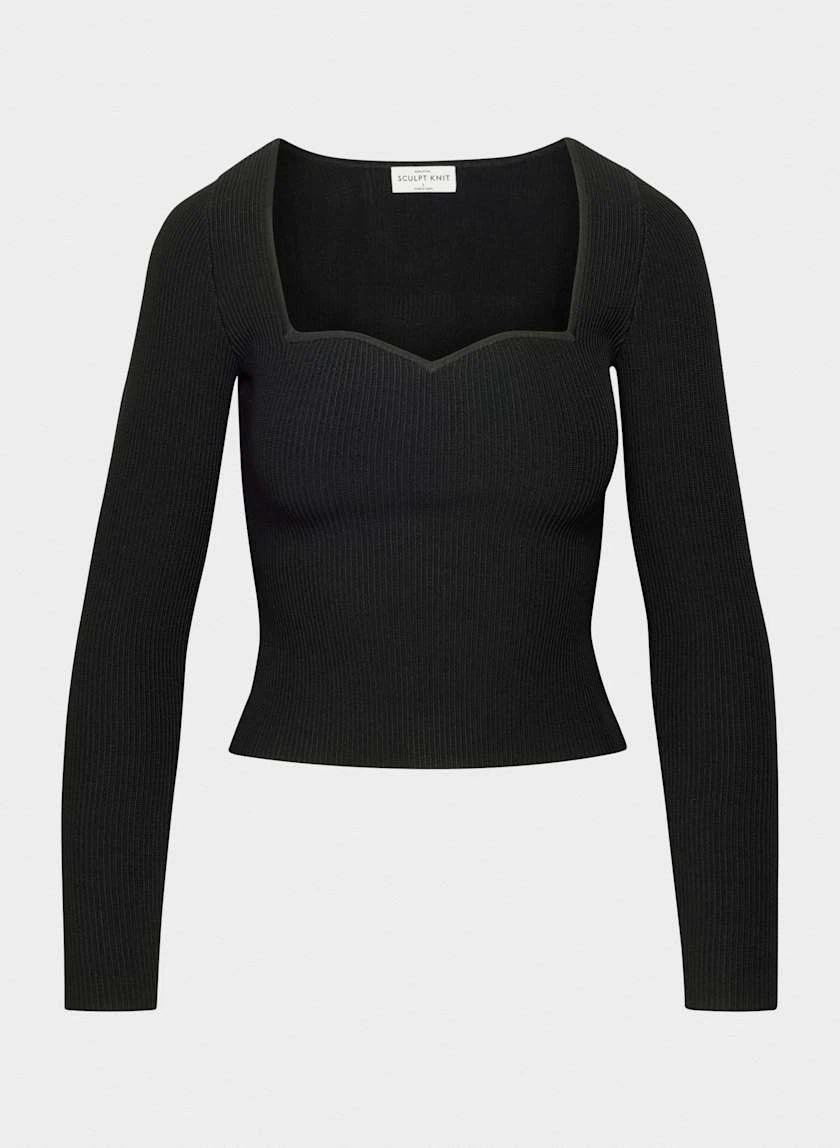 Aritzia Babaton Sculpt Knit Sweetheart Longsleeve - Black - photo 2