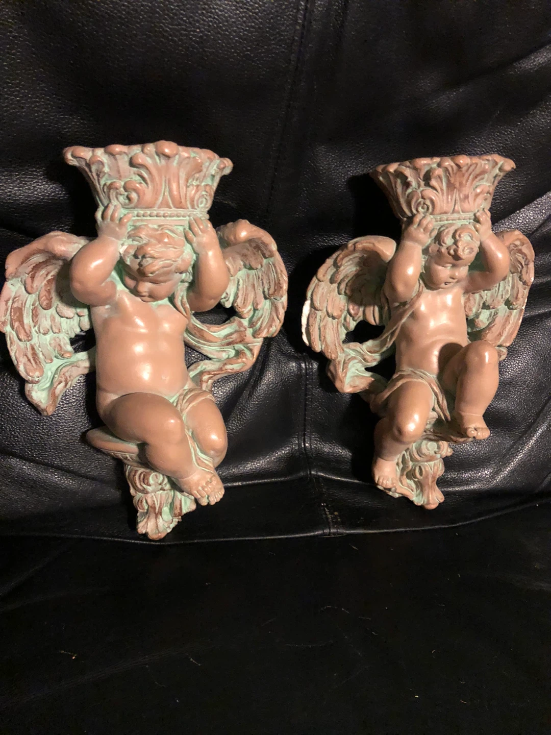 Antique Cherub Wall Sconces Candle Holders! (Pair)