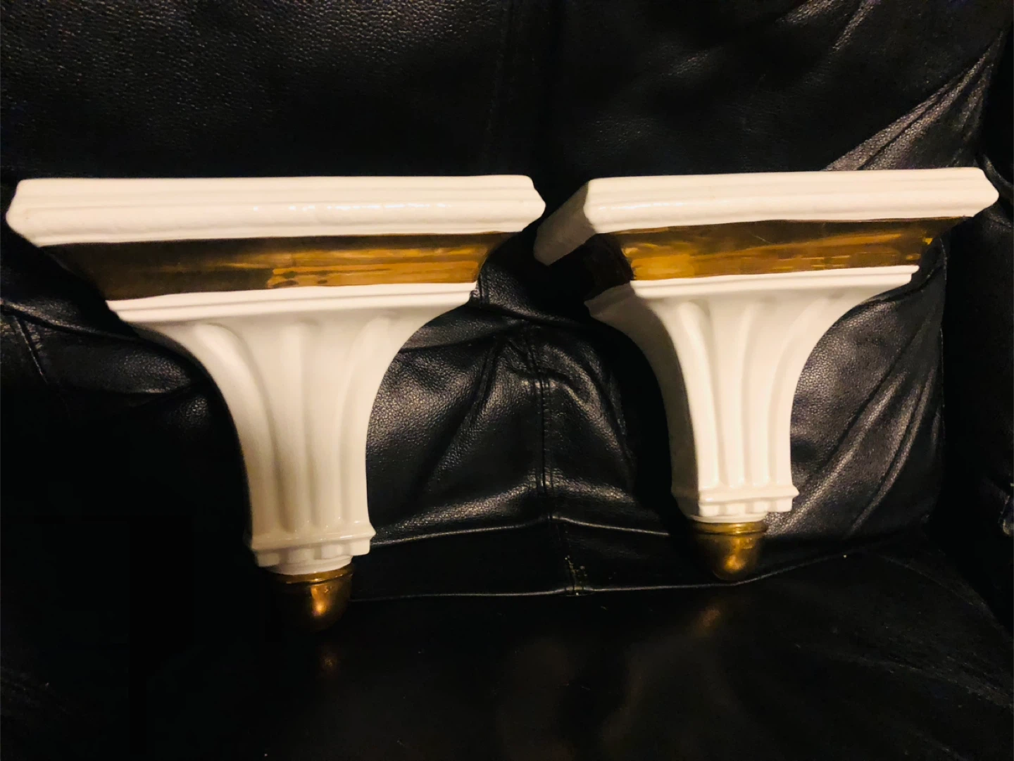 White and Gold Decorative Wall Shelves (Set of 2)