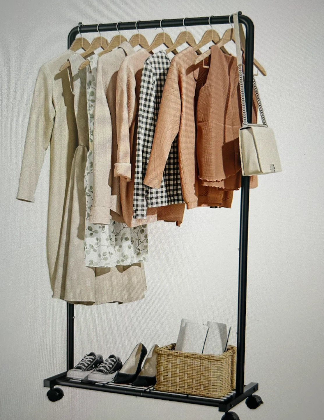 Black Metal Rolling Garment Rack (As is) - photo 2