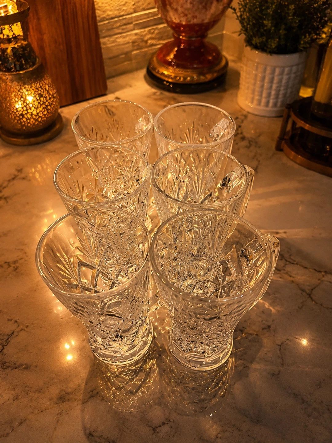 Set of 7 Crystal Cut Glass Mugs - photo 2