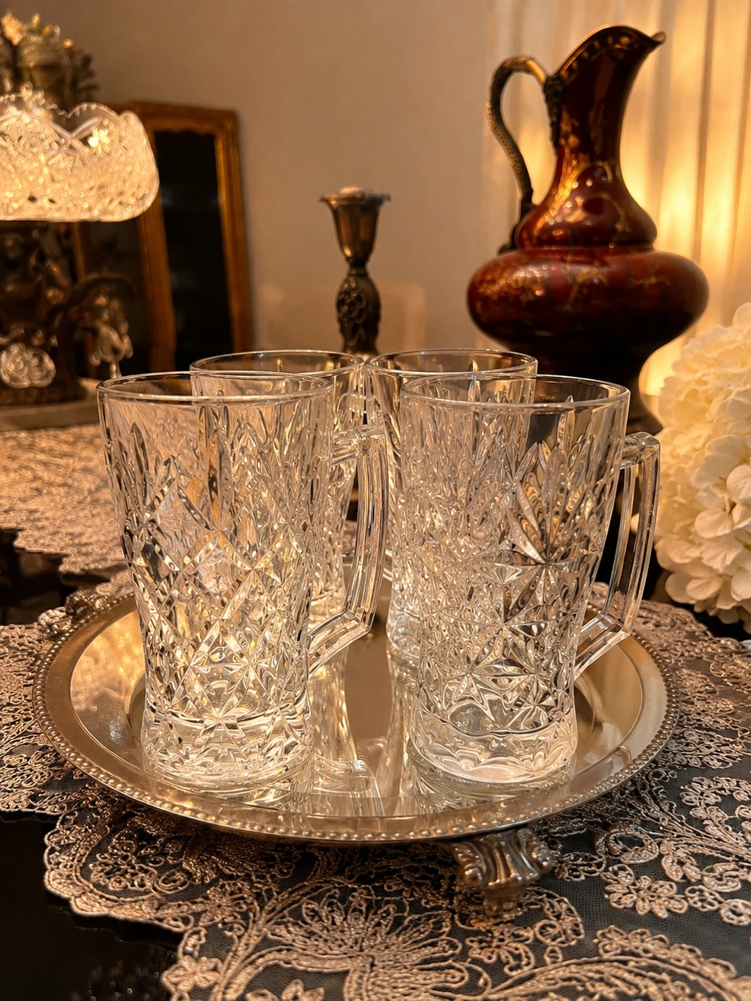 Set of 7 Crystal Cut Glass Mugs - photo 3