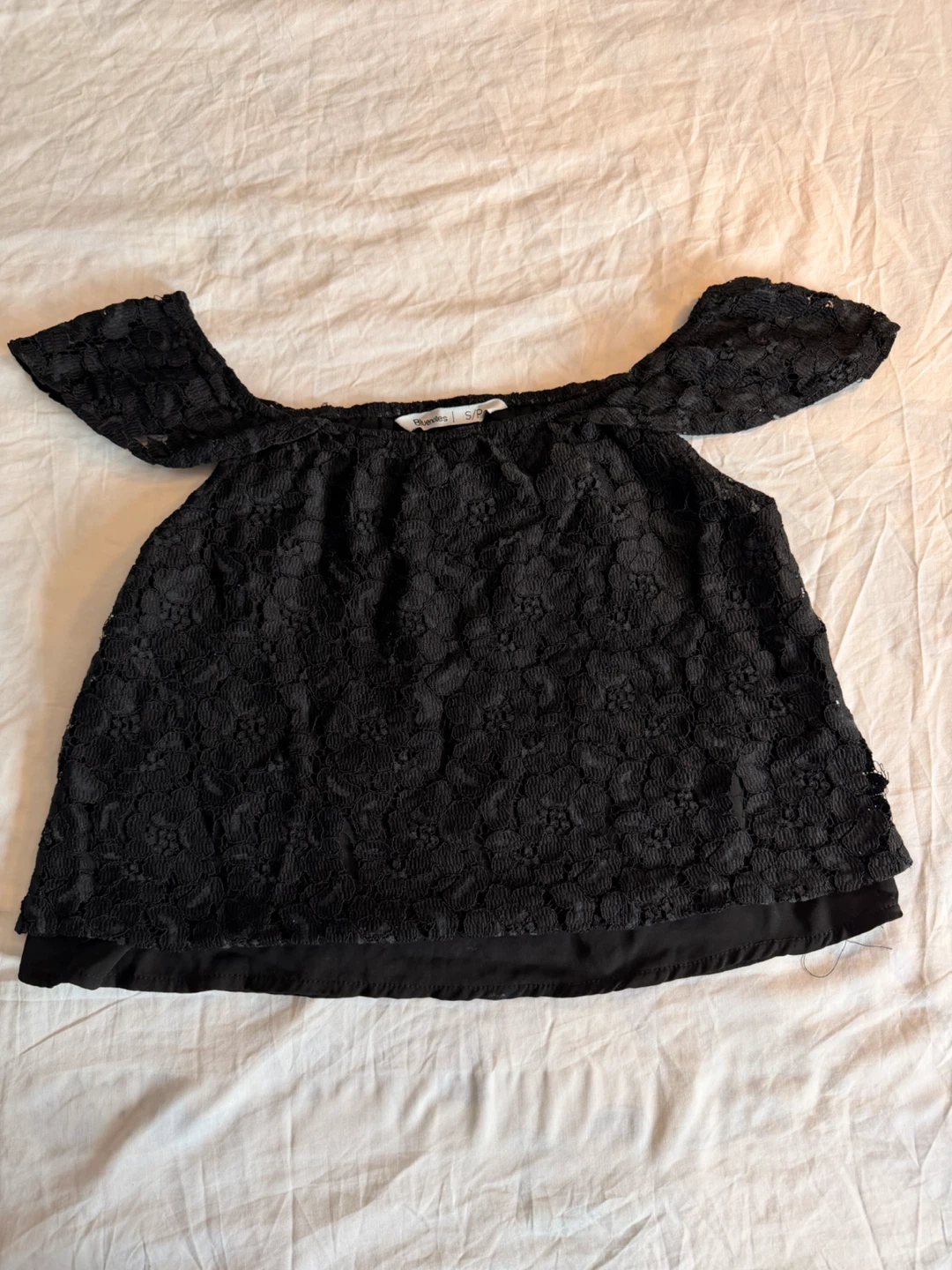 Black Lace Off-the-Shoulder Top - photo 2