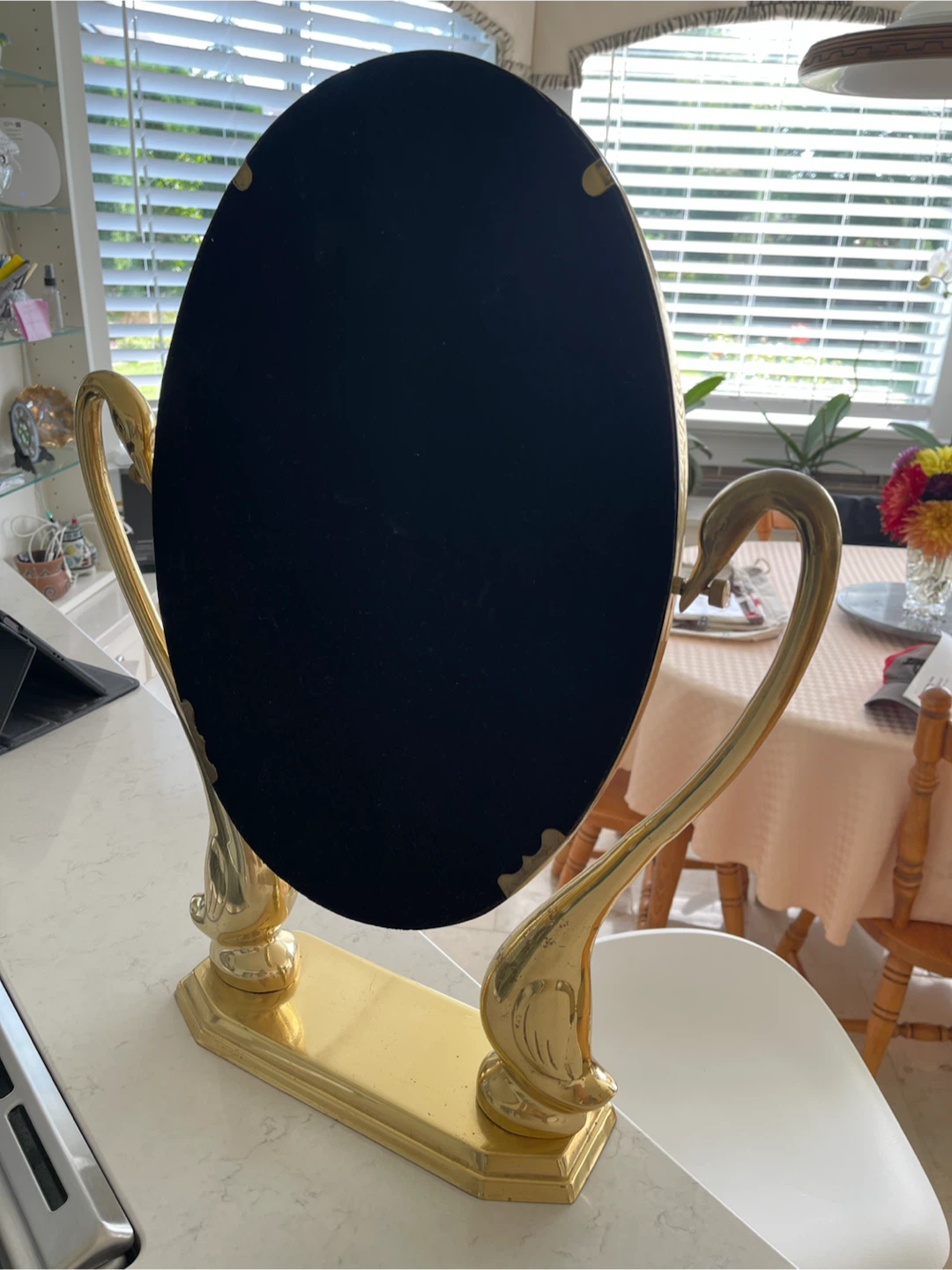 Vintage Brass Swan Vanity Mirror - photo 3