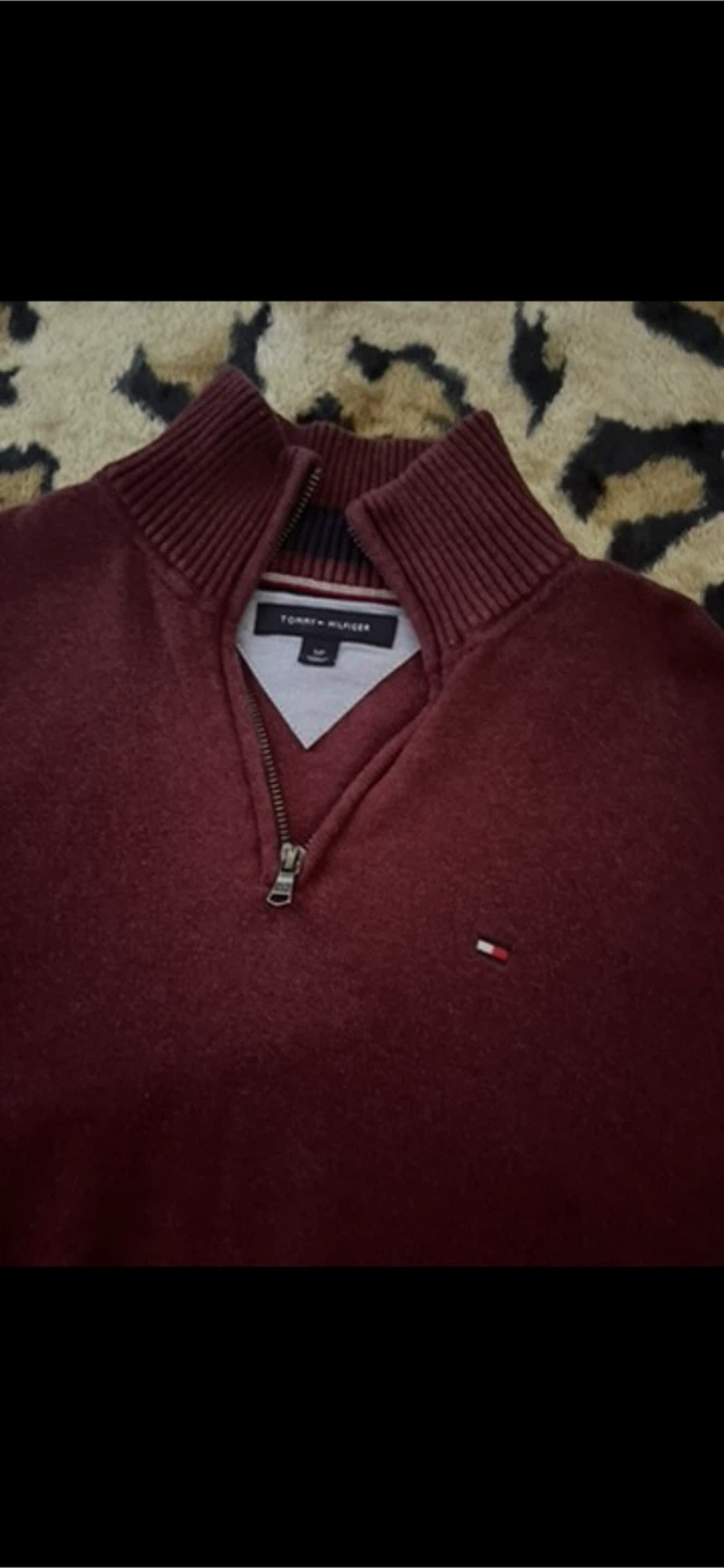 Tommy Hilfiger Men's Burgundy 1/4 Zip Sweater - photo 2