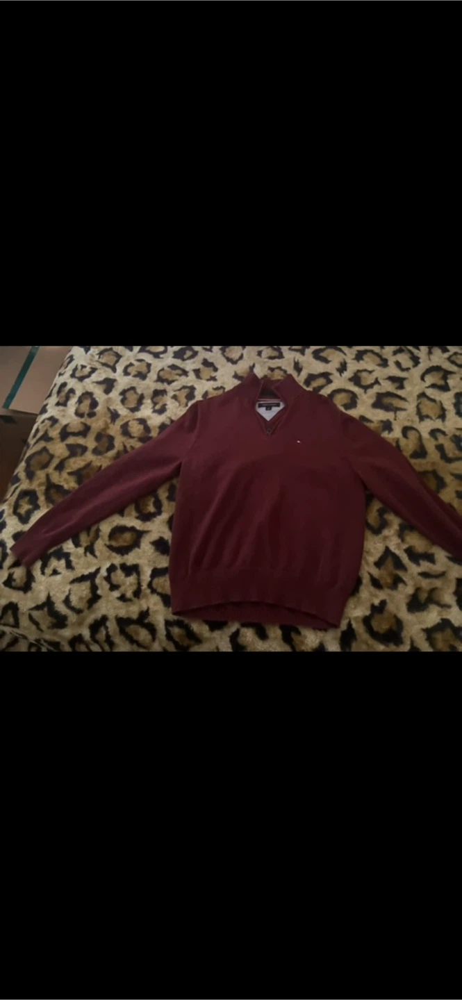 Tommy Hilfiger Men's Burgundy 1/4 Zip Sweater - photo 3