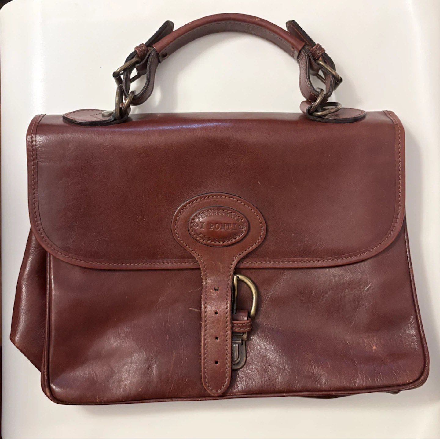 Vintage Italian Genuine Leather Satchel Bag