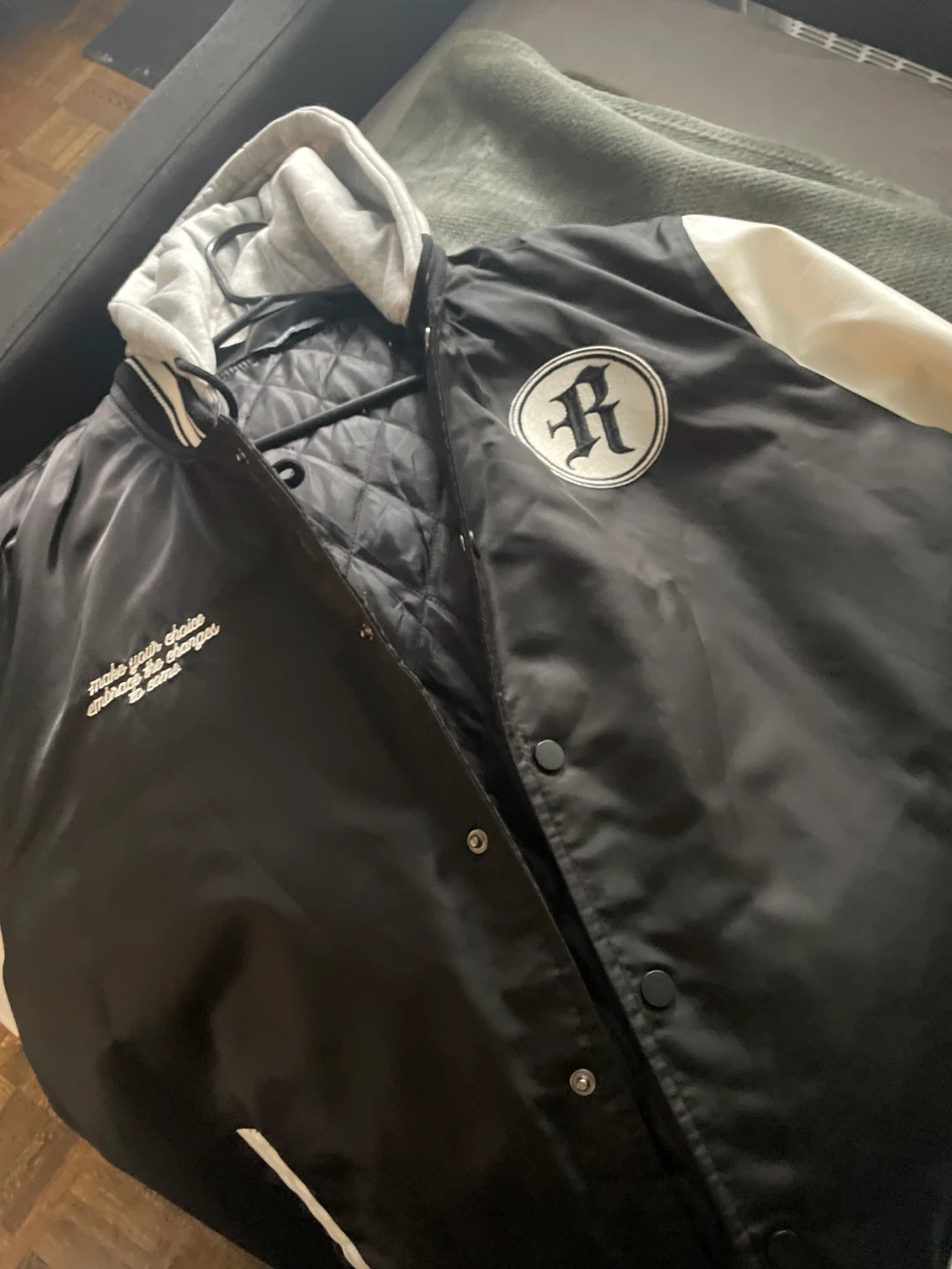 Varsity Jacket with Detachable Hood