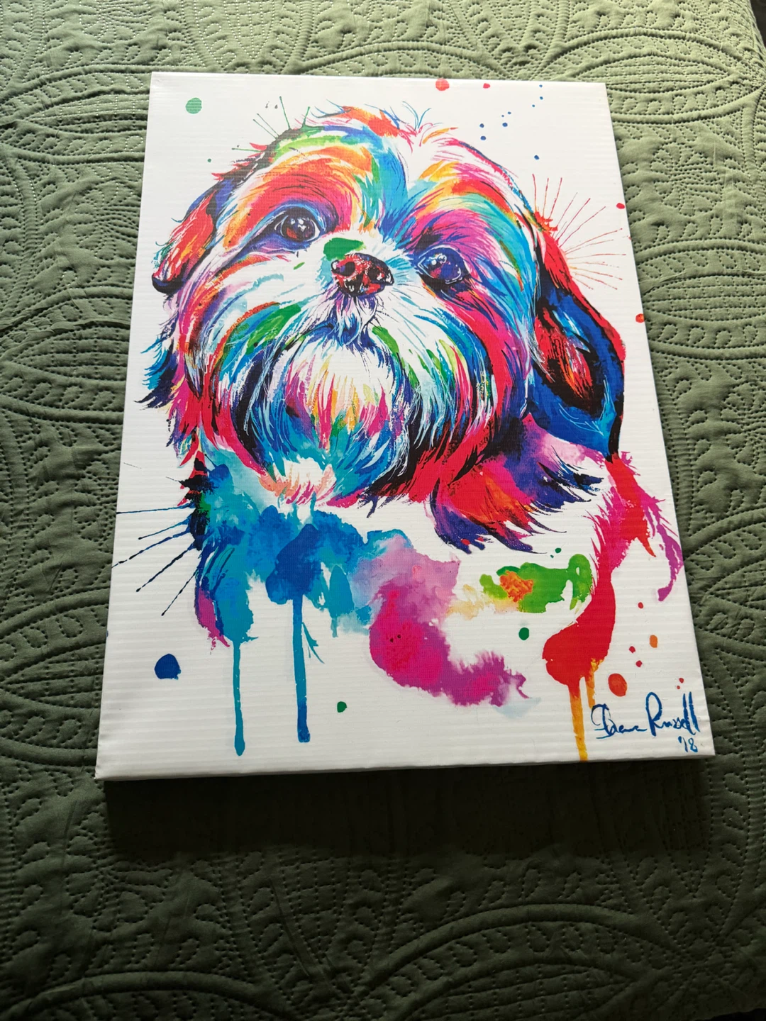 Colorful Shih Tzu Dog Canvas Wall Art