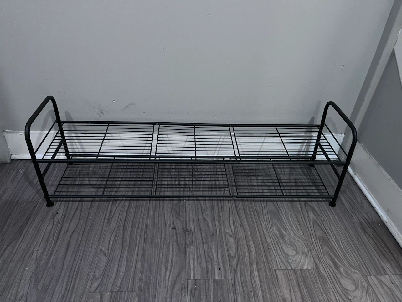 Black Metal 2-Tier Shoe Rack Shelf