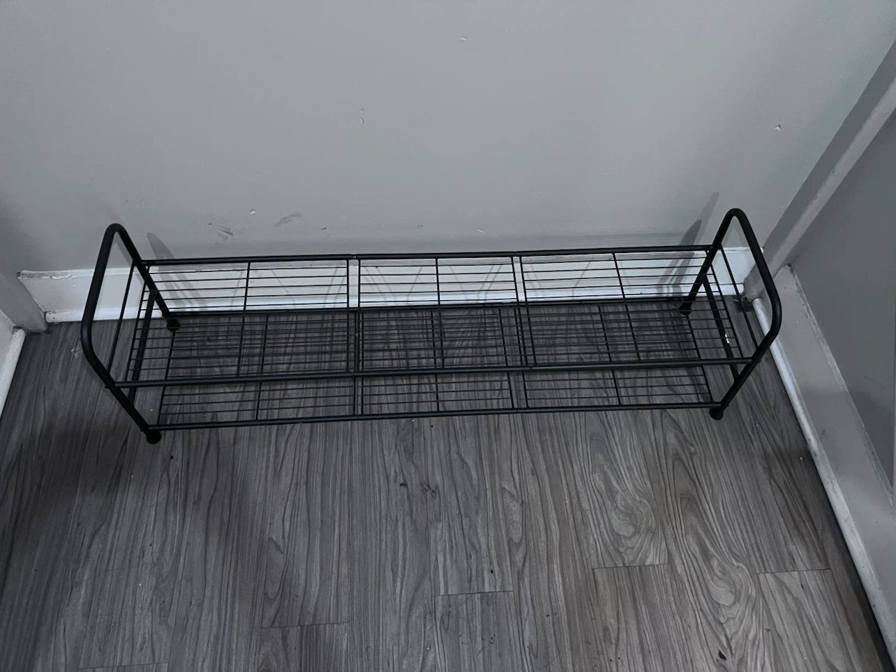 Black Metal 2-Tier Shoe Rack Shelf - photo 2