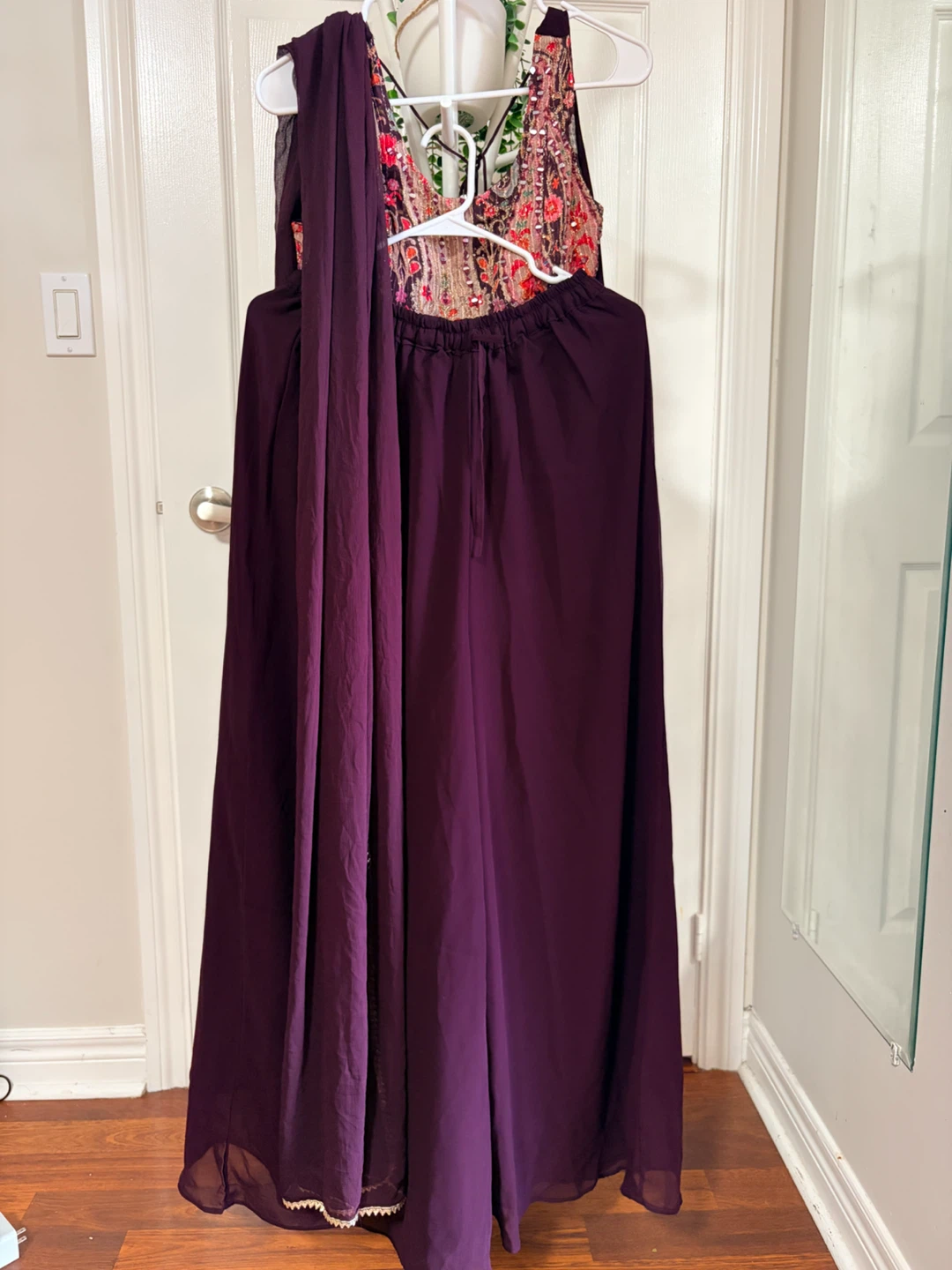Purple Embroidered Sharara Dupatta Set - photo 2