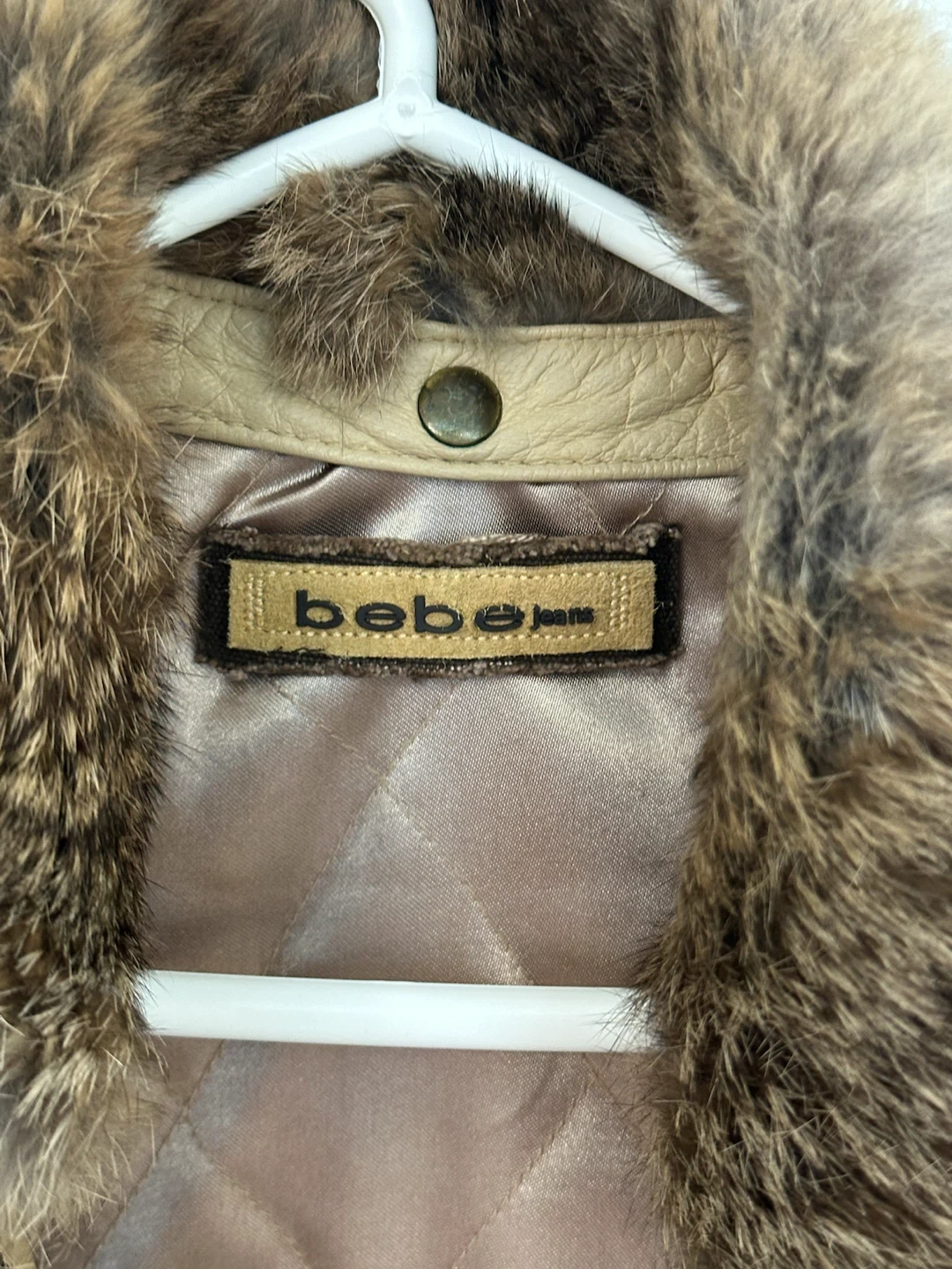 Bebe Leather Jacket with Fur Collar - photo 2