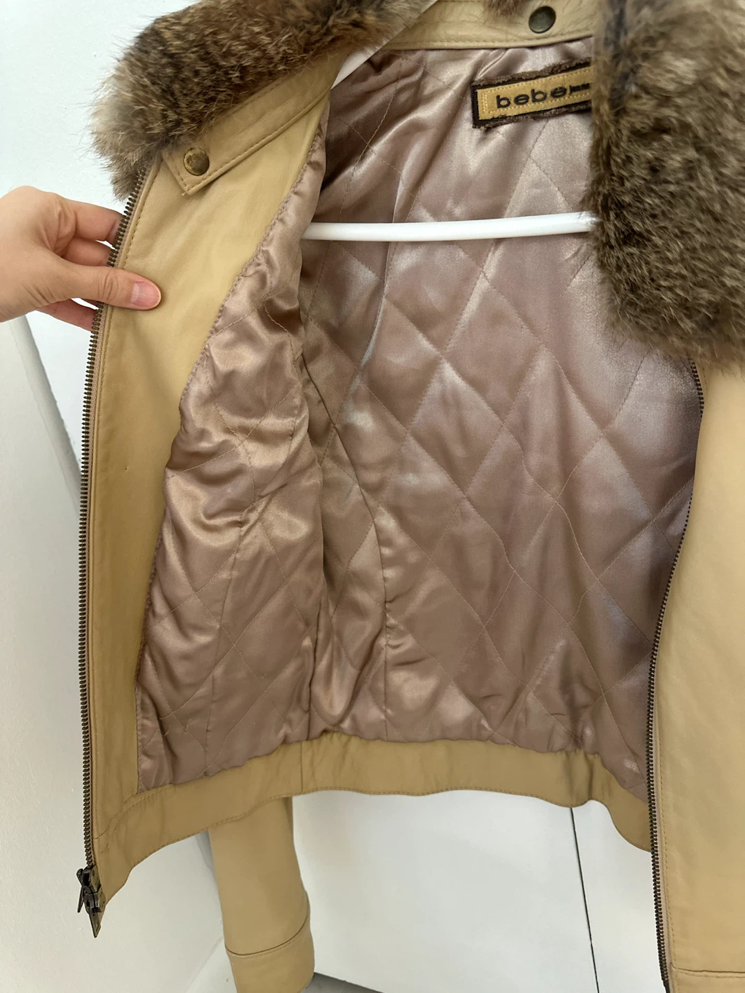 Bebe Leather Jacket with Fur Collar - photo 3