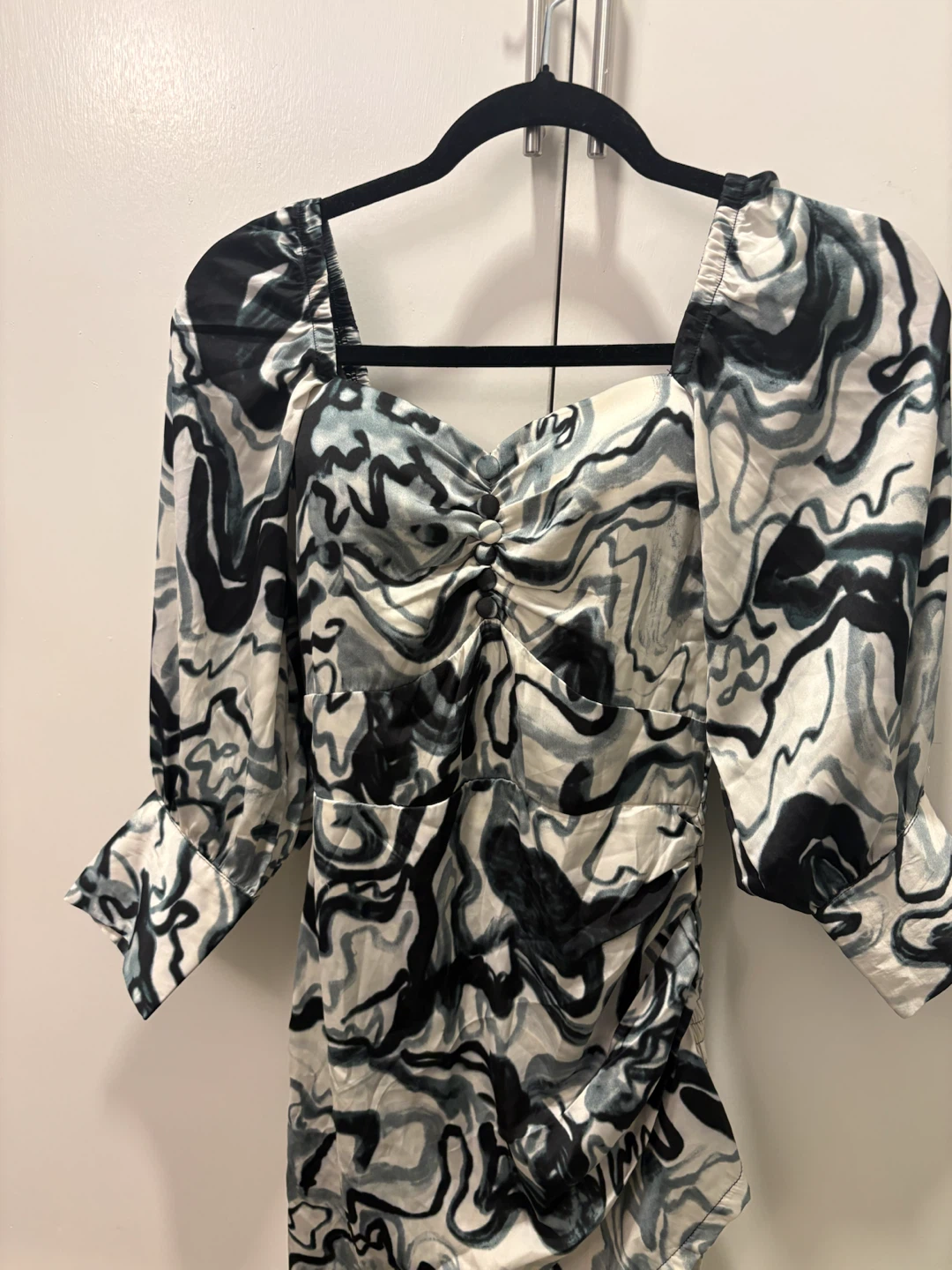 Ruched Print Mini Dress