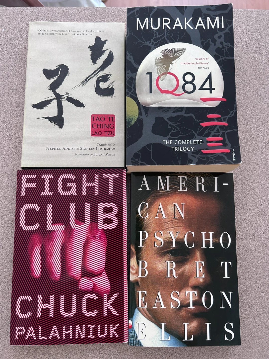 Set of 4 Books: Tao Te Ching, 1Q84, Fight Club, American Psycho
