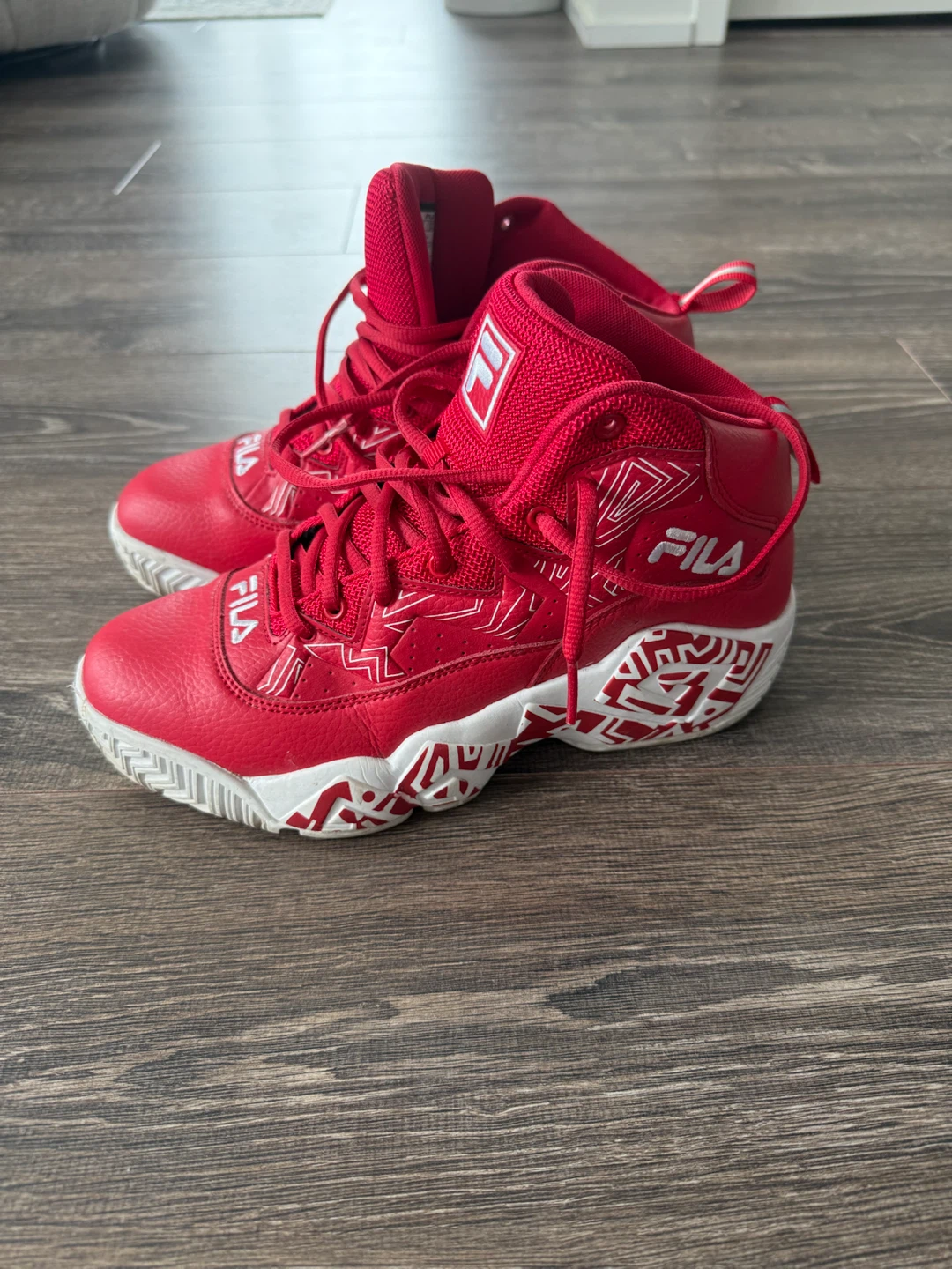 Red Fila High-Top Sneakers