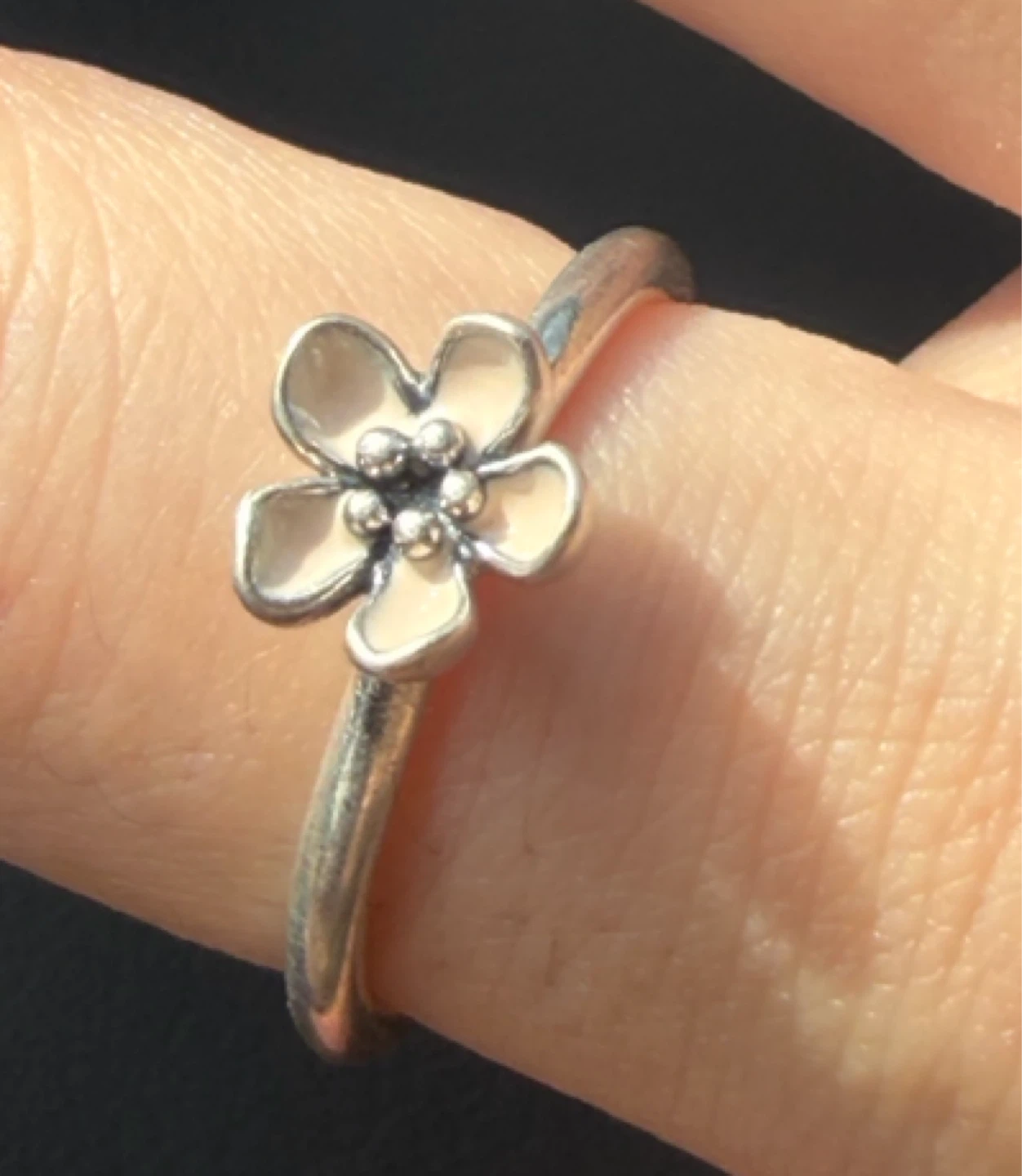 Pandora Cherry Blossom Pink Enamel Flower Ring size 56 - photo 4