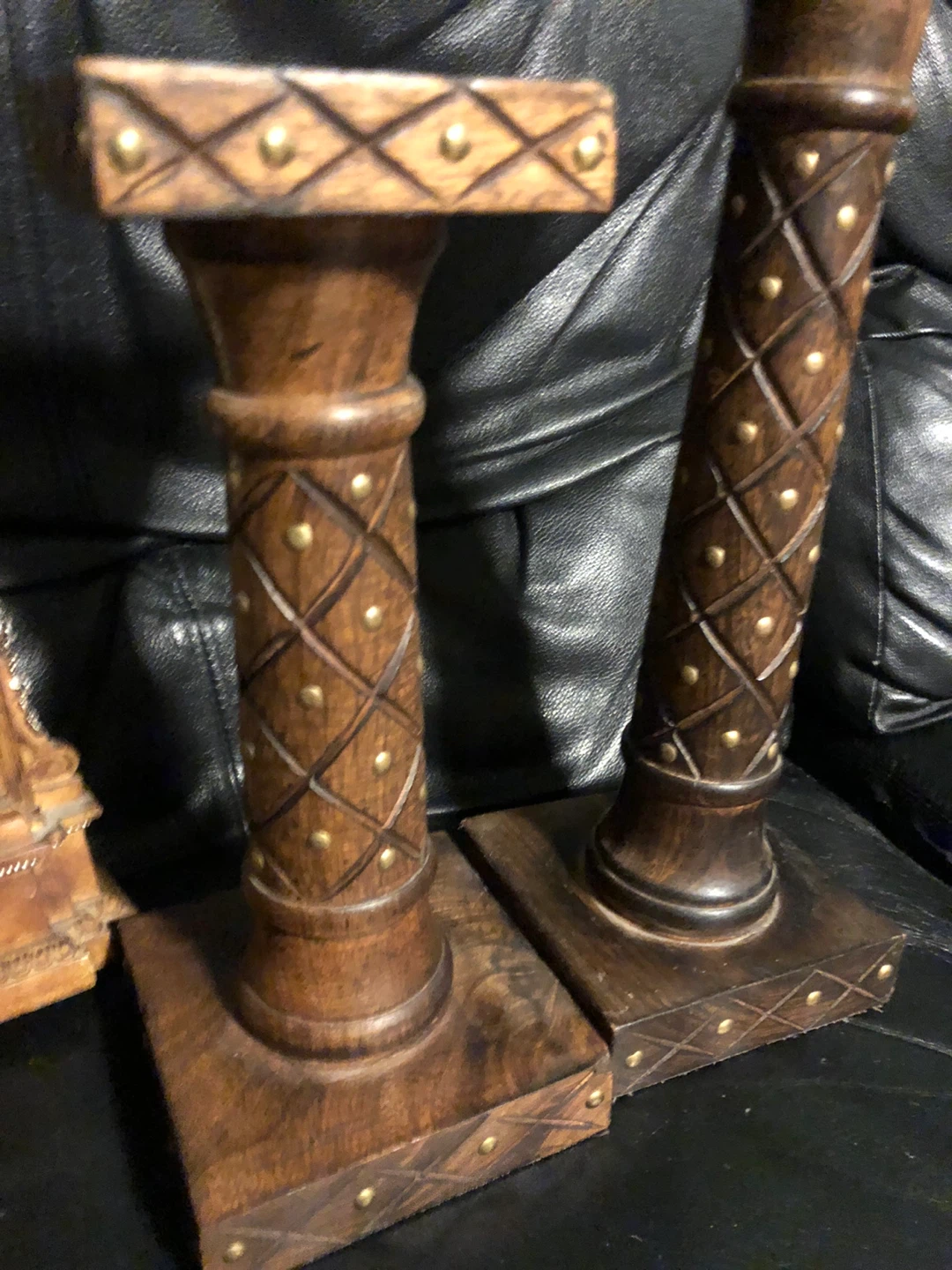 Decorative Table Clock with Pedestals & 2 Pillar Candle Holders - photo 3