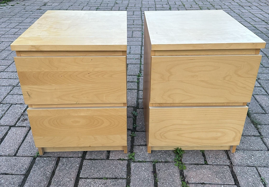 Set of 2 Wood Nightstands / Drawer Units - 55*48cm