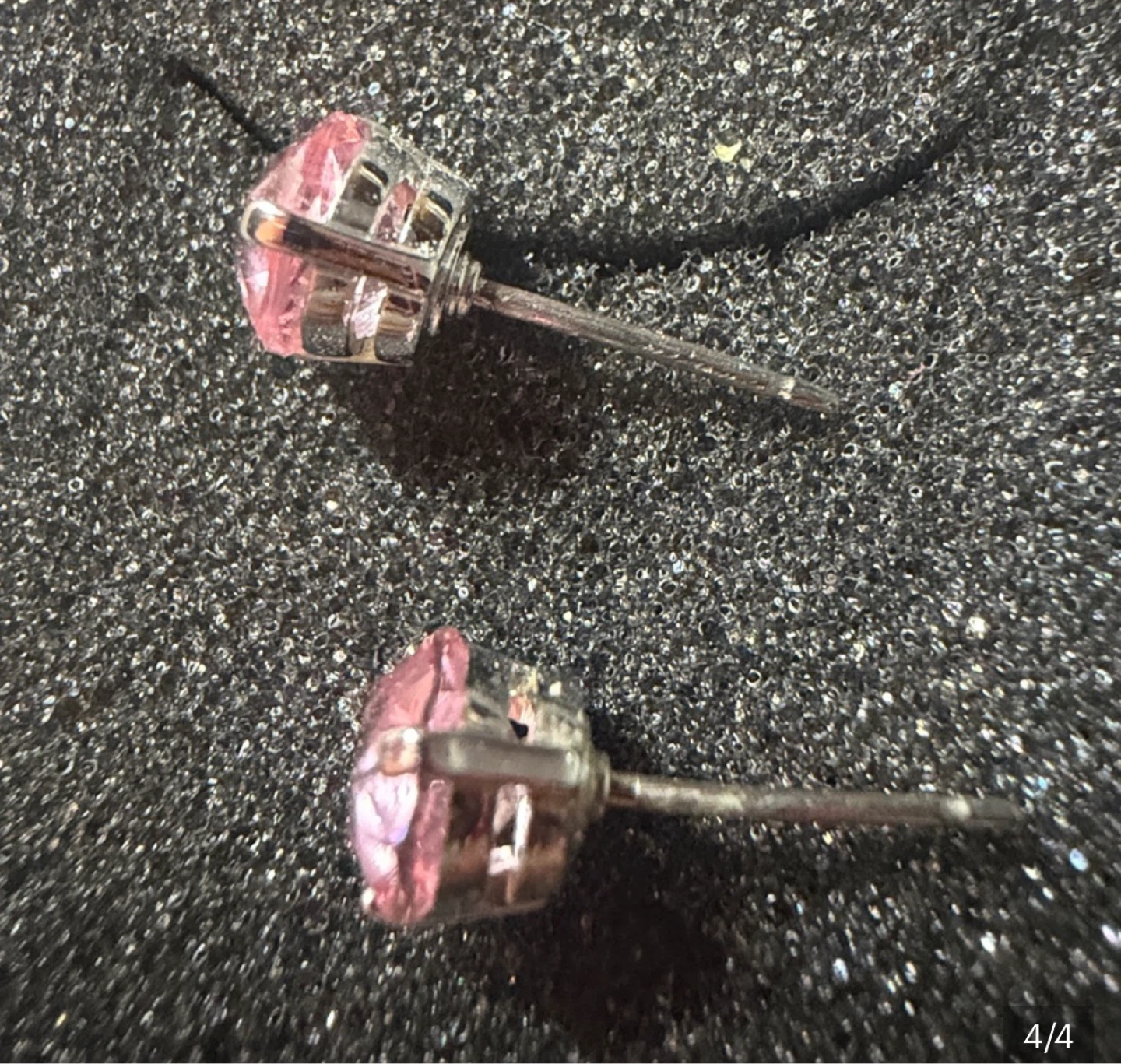 Swarovski Solitaire stud earrings Round cut Pink Rhodium plated - photo 4
