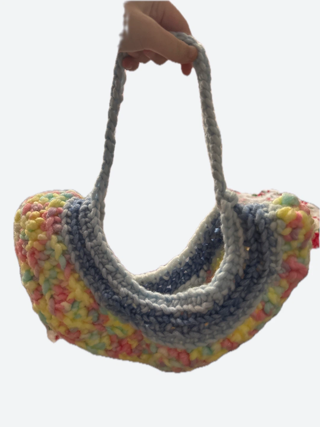A Mini colourful and blue Crocheted Bag