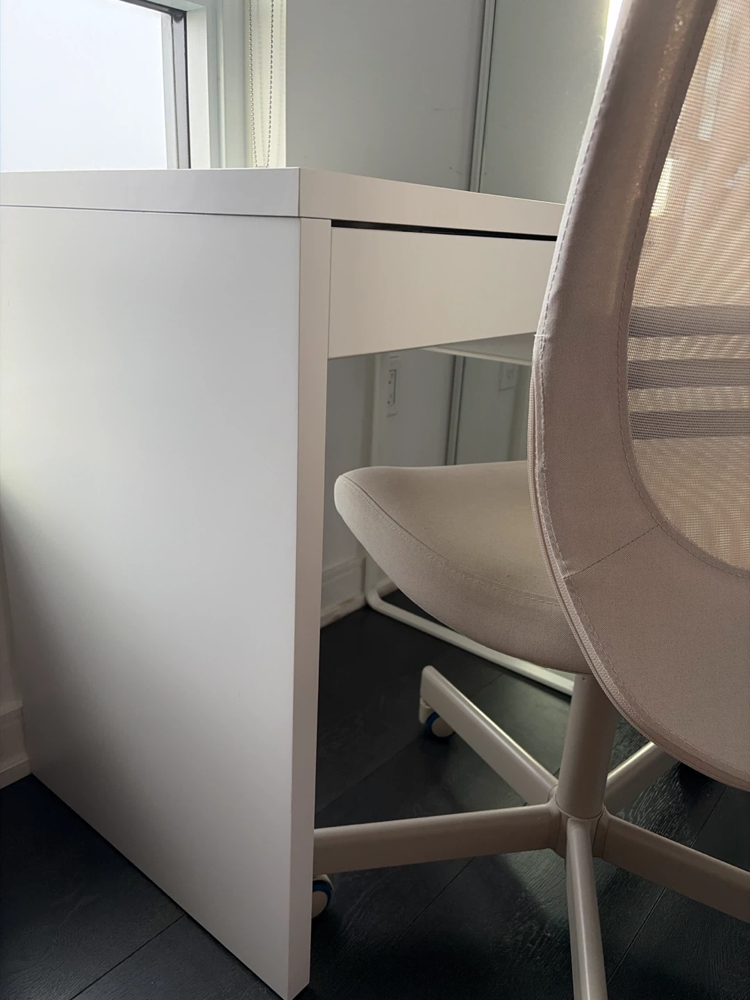 White IKEA Desk and chair - photo 3