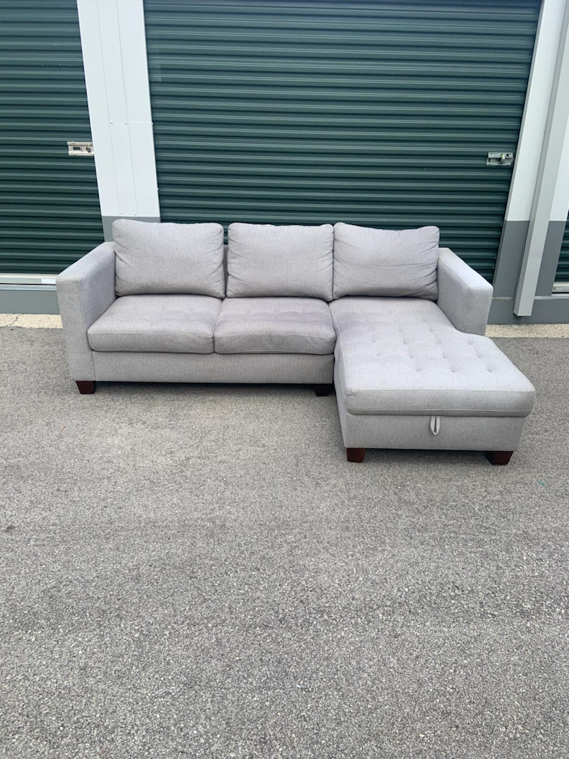 Gray Sectional Sofa with Storage Chaise - photo 3
