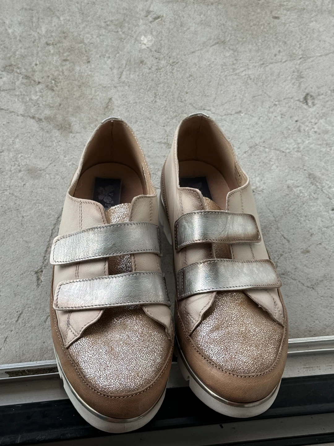 Leather Women's Beige & Brown Sneakers - photo 2