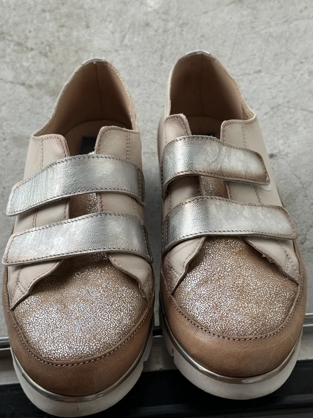 Leather Women's Beige & Brown Sneakers - photo 3