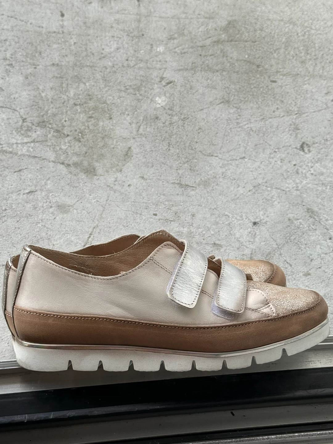 Leather Women's Beige & Brown Sneakers - photo 4