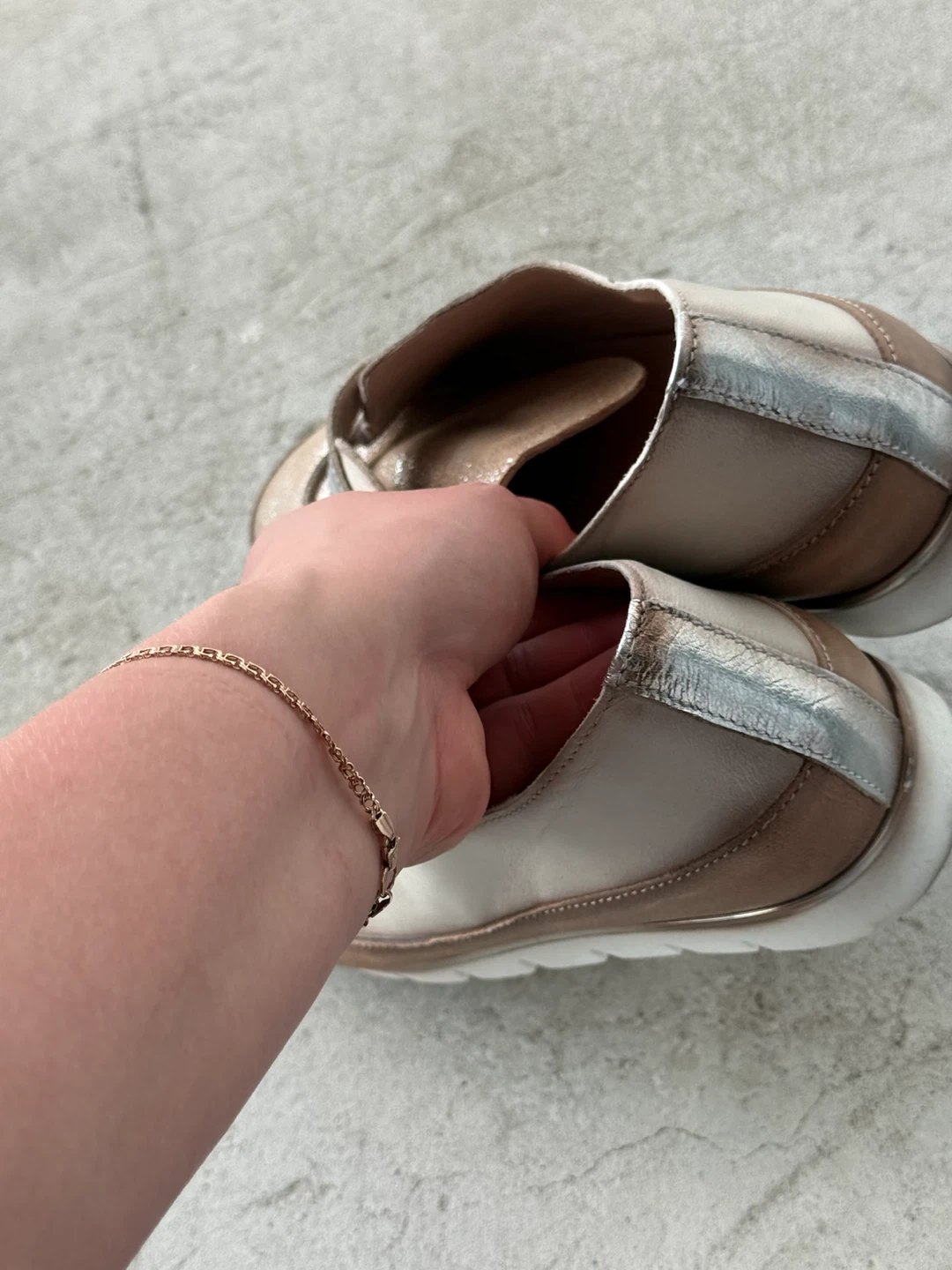 Leather Women's Beige & Brown Sneakers - photo 5