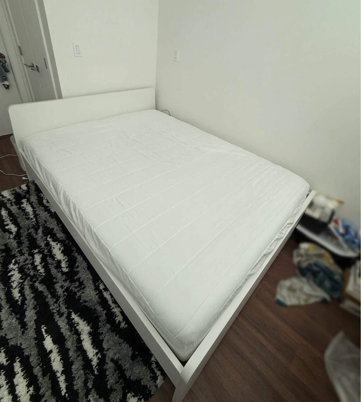 IKEA ASKVOLL Queen Bed Frame and mattress - White - photo 4
