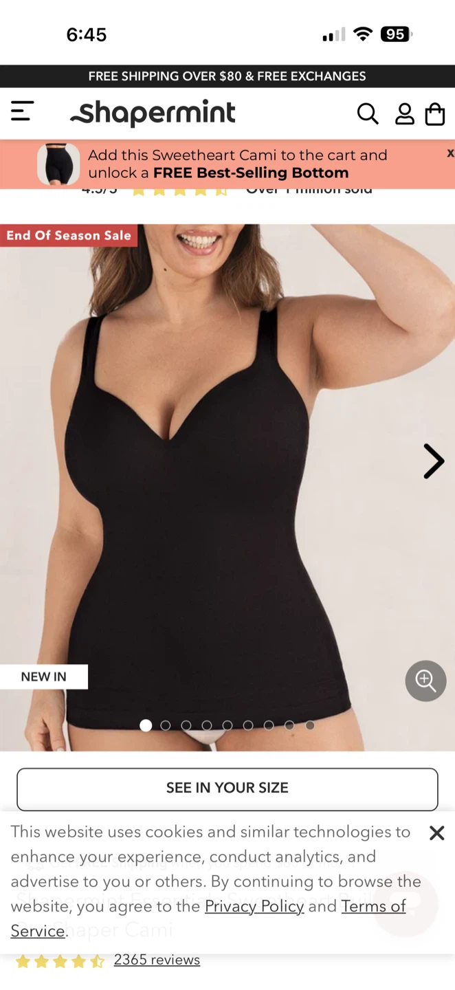 Shapermint Essentials Sweetheart Built-In Bra Shaper Cami - photo 2