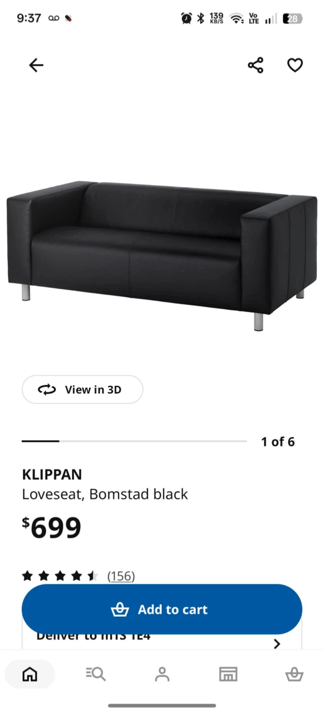 IKEA KLIPPAN Loveseat, Bomstad Black - photo 2