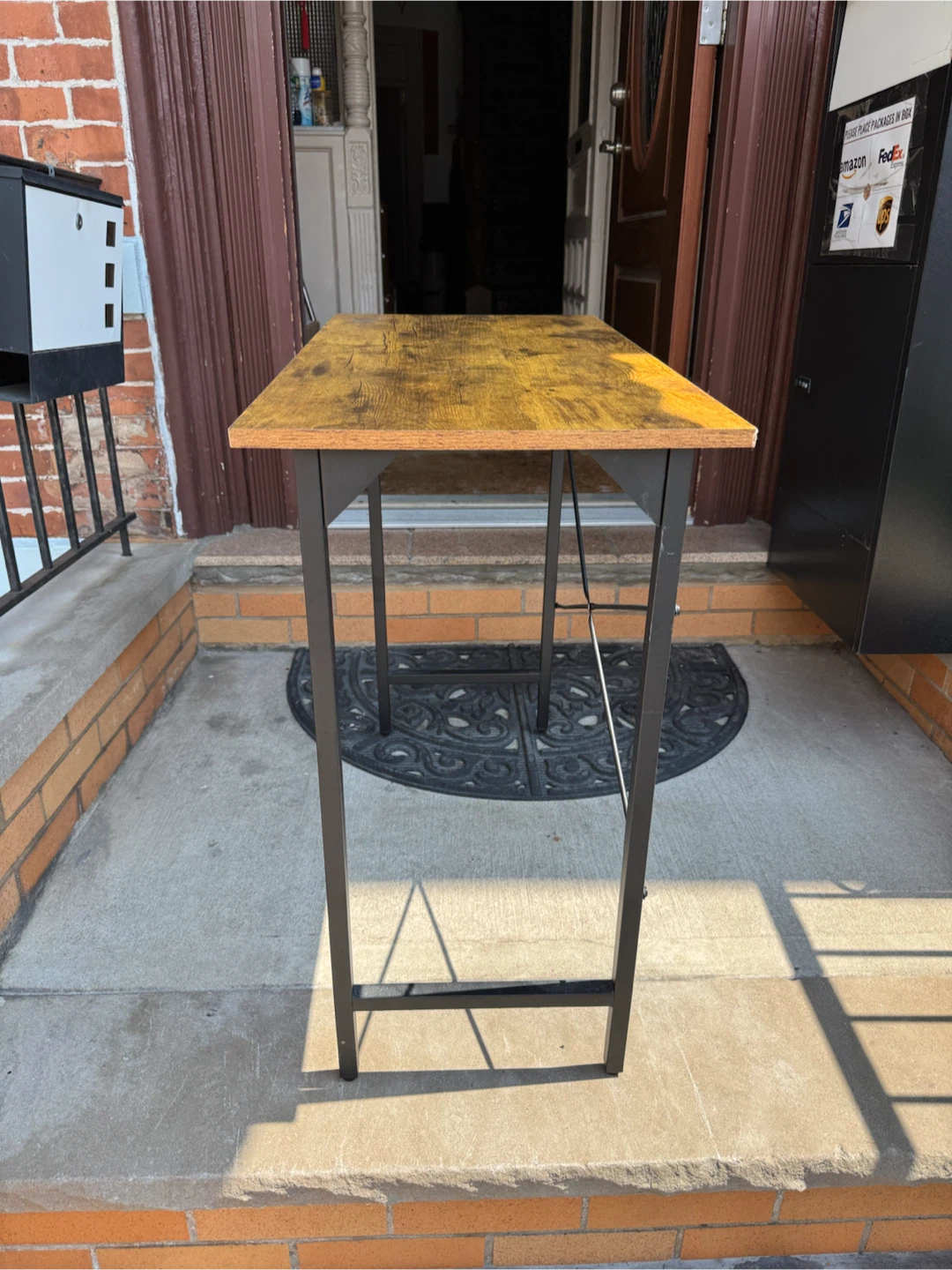 Compact Desk with Rustic Wood Finish - photo 3