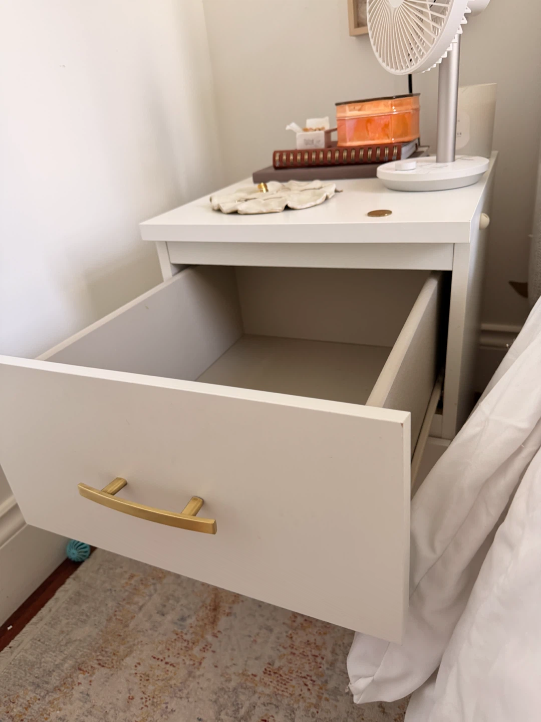 2 White Two-Drawer Nightstand with Gold Handles - photo 2