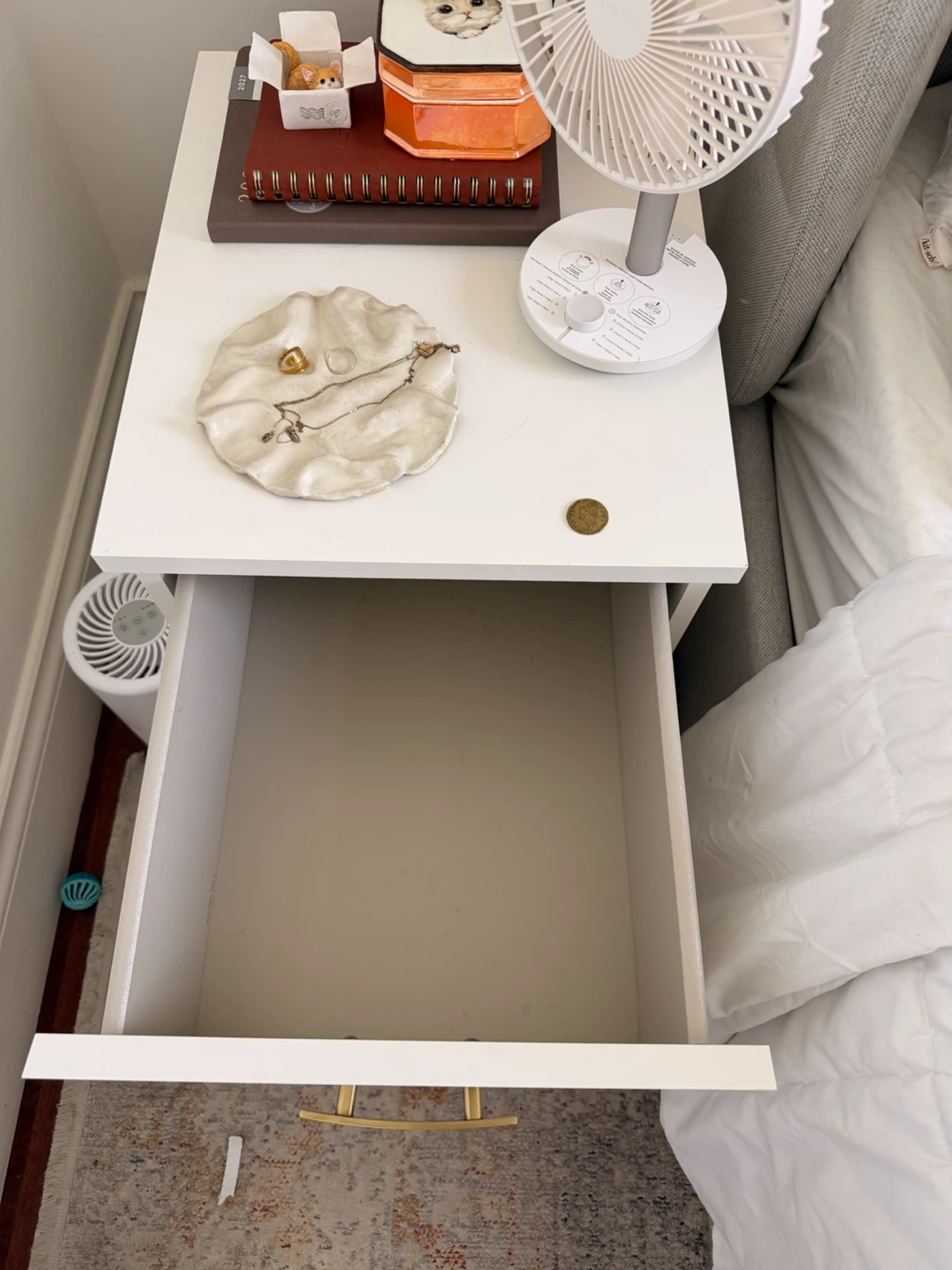2 White Two-Drawer Nightstand with Gold Handles - photo 3