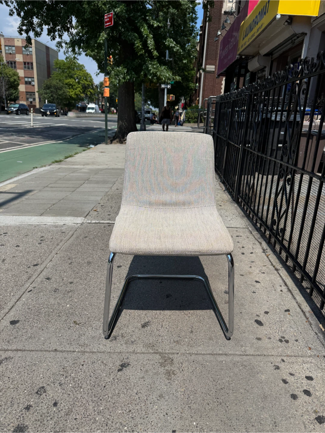 Textured Fabric Accent Chair with Chrome Frame