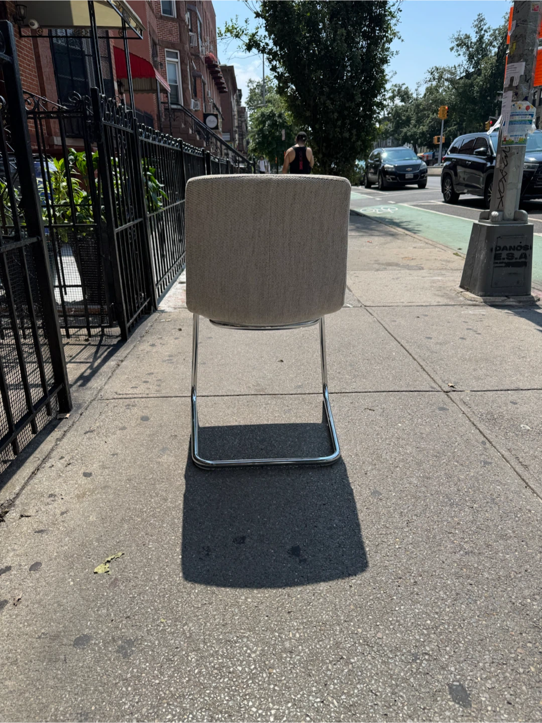 Textured Fabric Accent Chair with Chrome Frame - photo 2