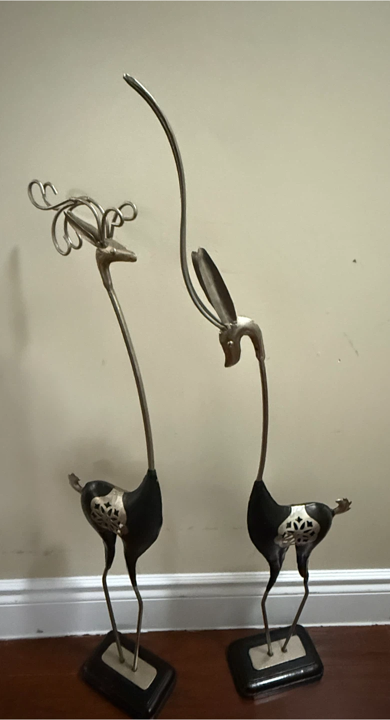 Pair of Decorative Metal Giraffe Sculptures