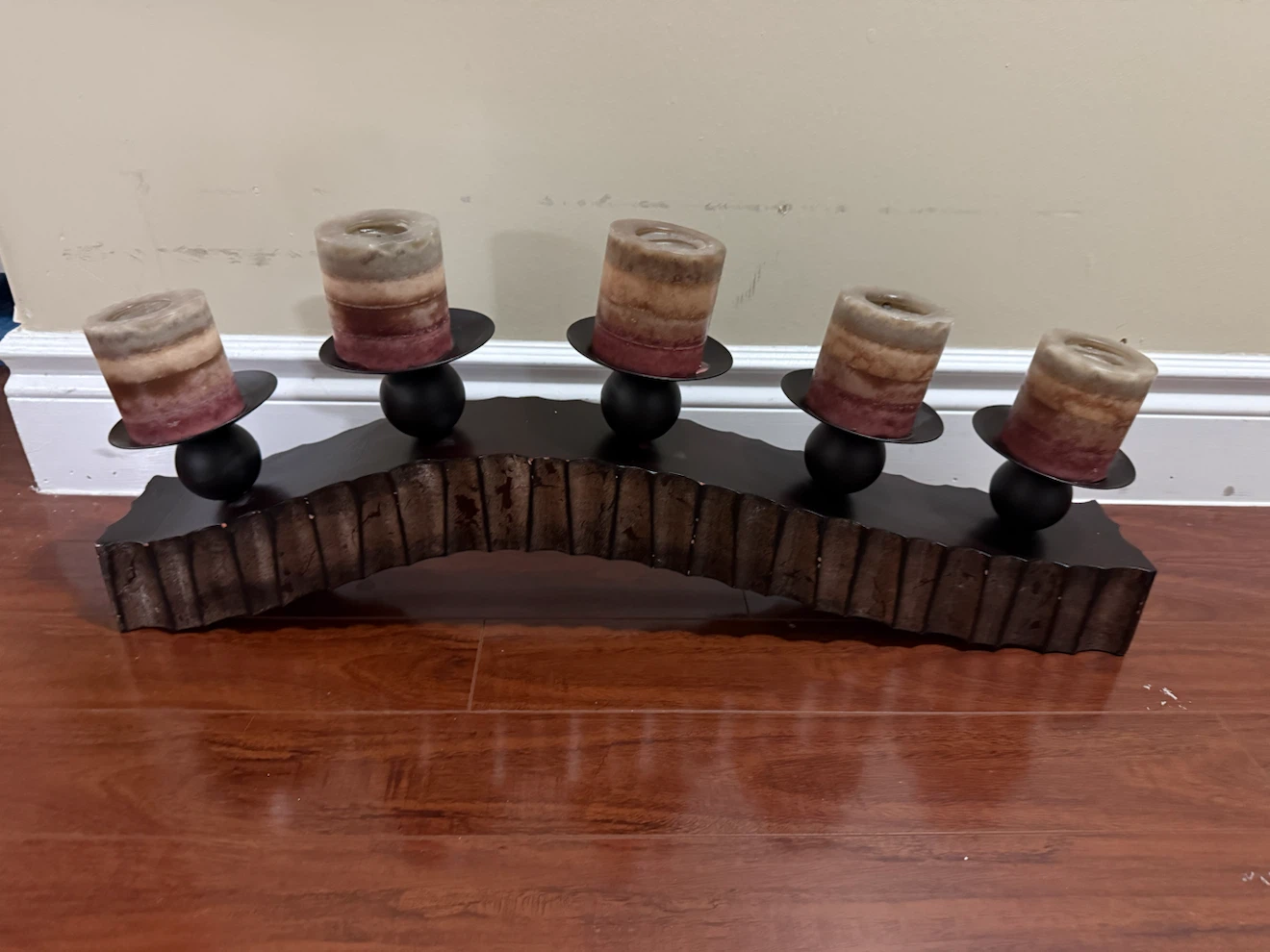 Curved 5-Candle Holder with Candles
