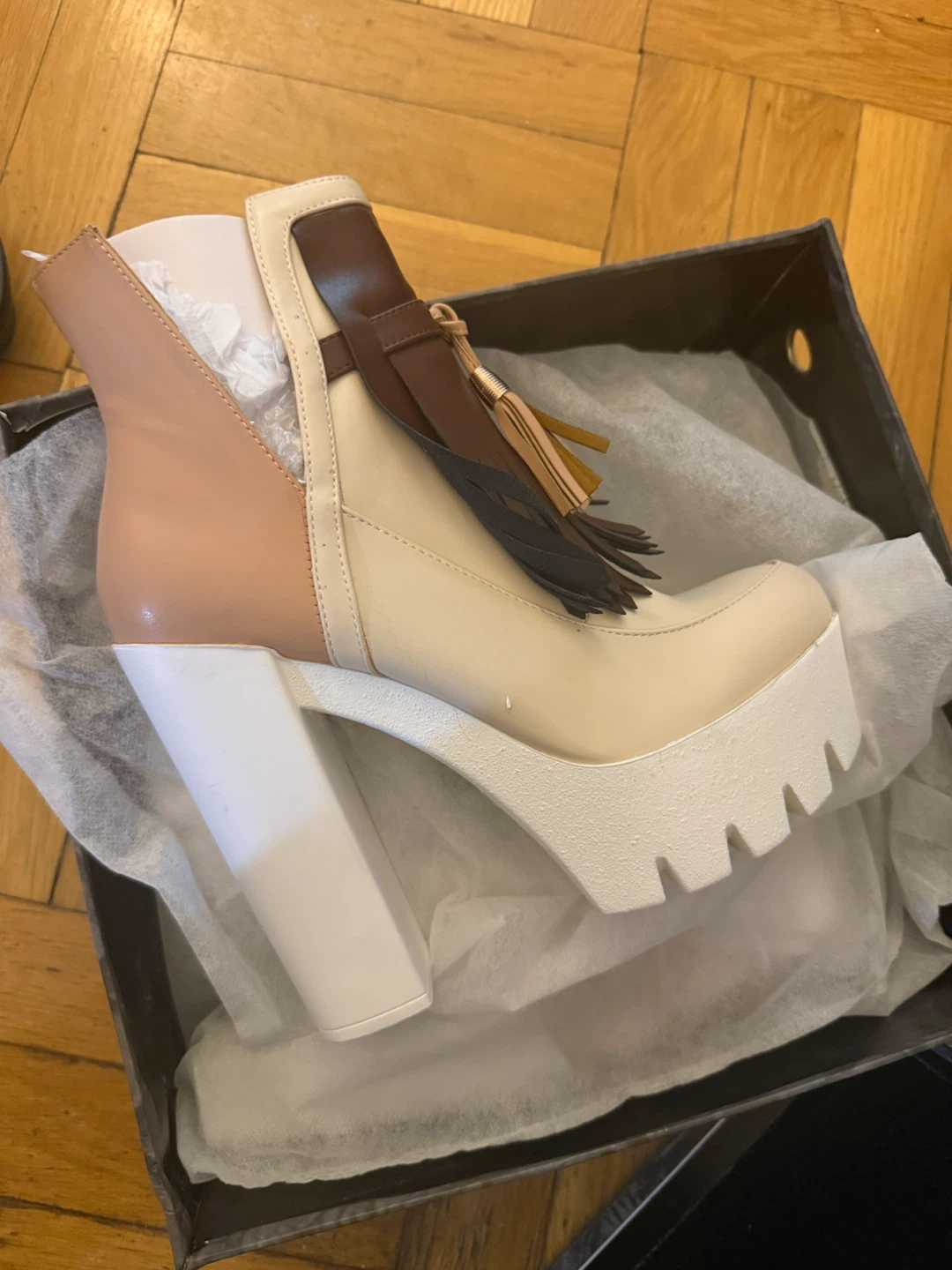 Platform Ankle Boots with Tassels