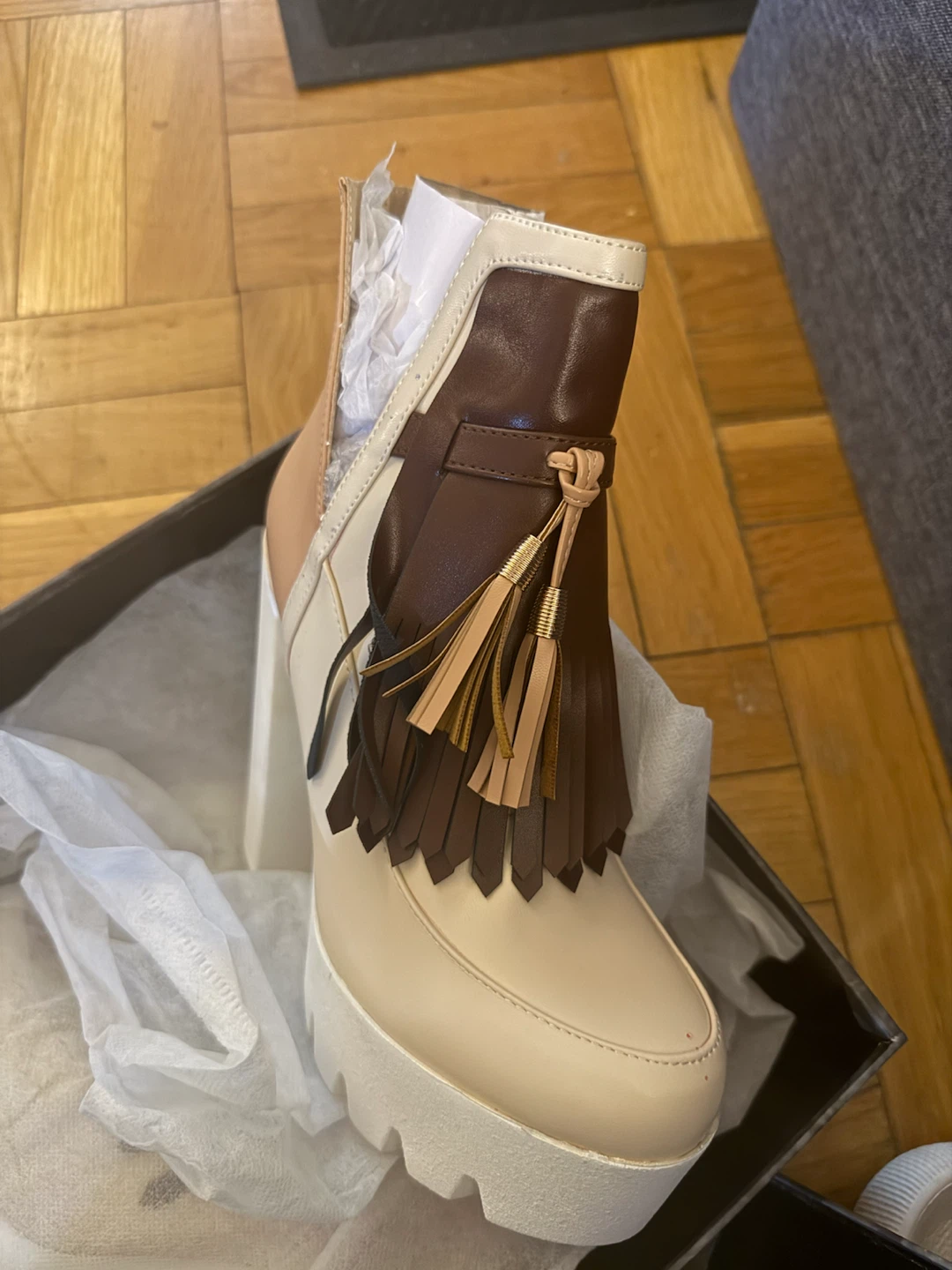 Platform Ankle Boots with Tassels - photo 2