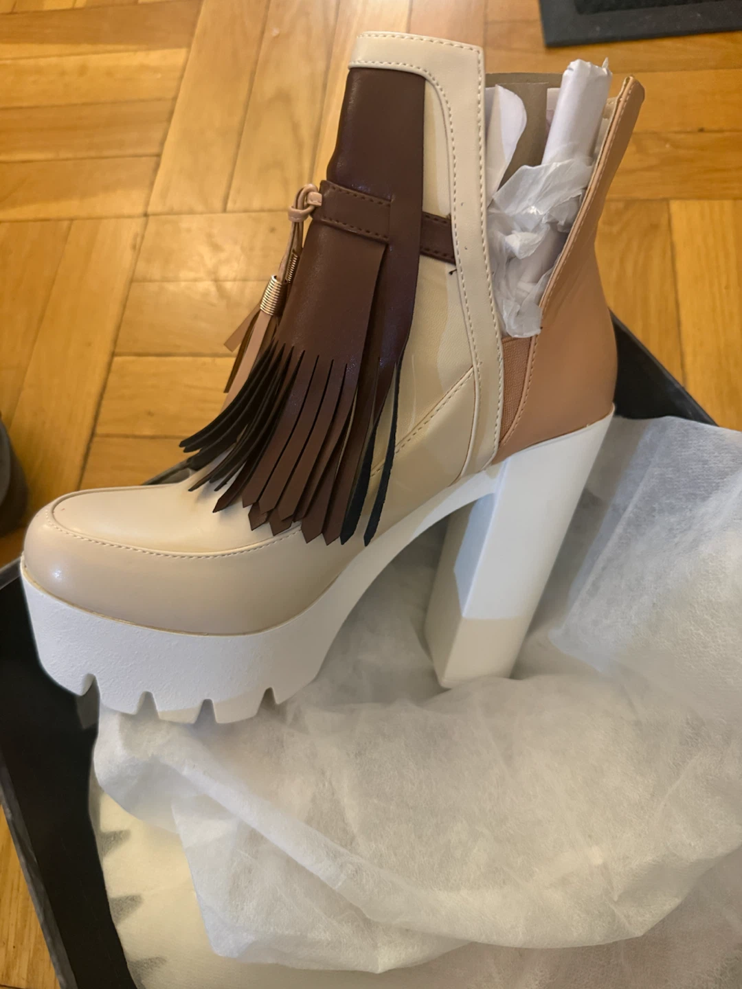 Platform Ankle Boots with Tassels - photo 3
