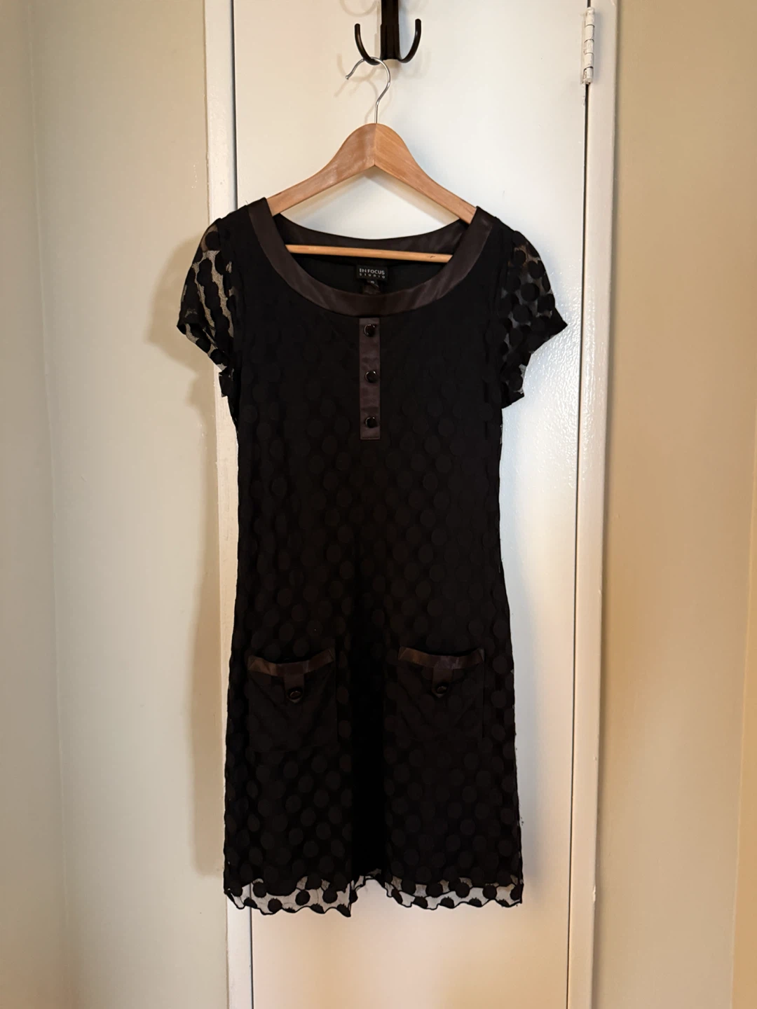 En Focus Studio Black Polka Dot Dress Size 10 - photo 2