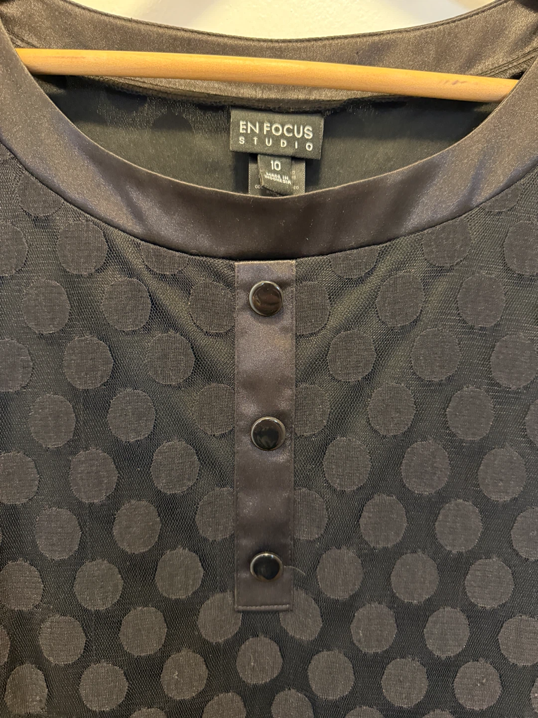 En Focus Studio Black Polka Dot Dress Size 10 - photo 3