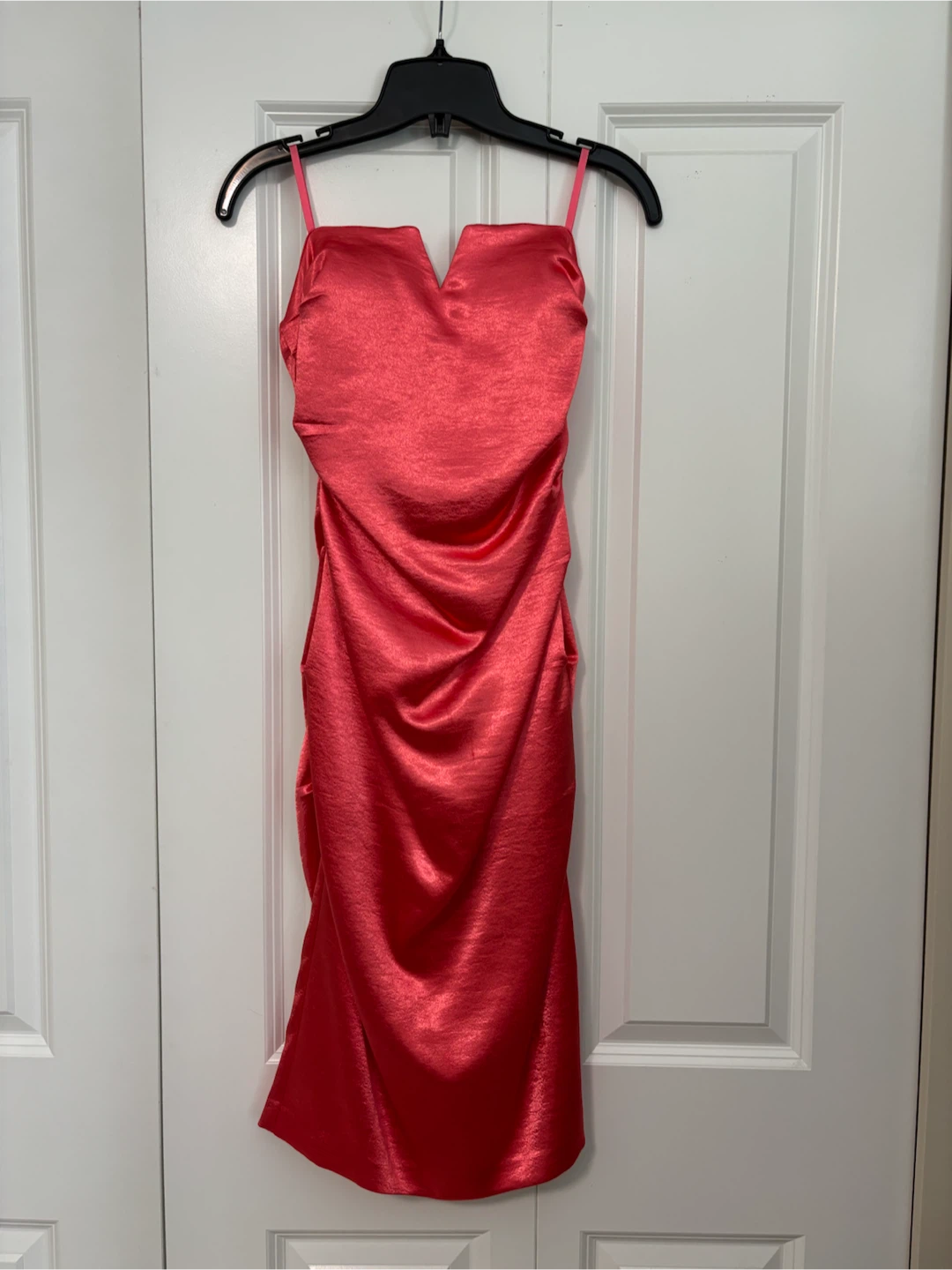 Le Chateau Red/Pink Ruched Strapless Dress XS