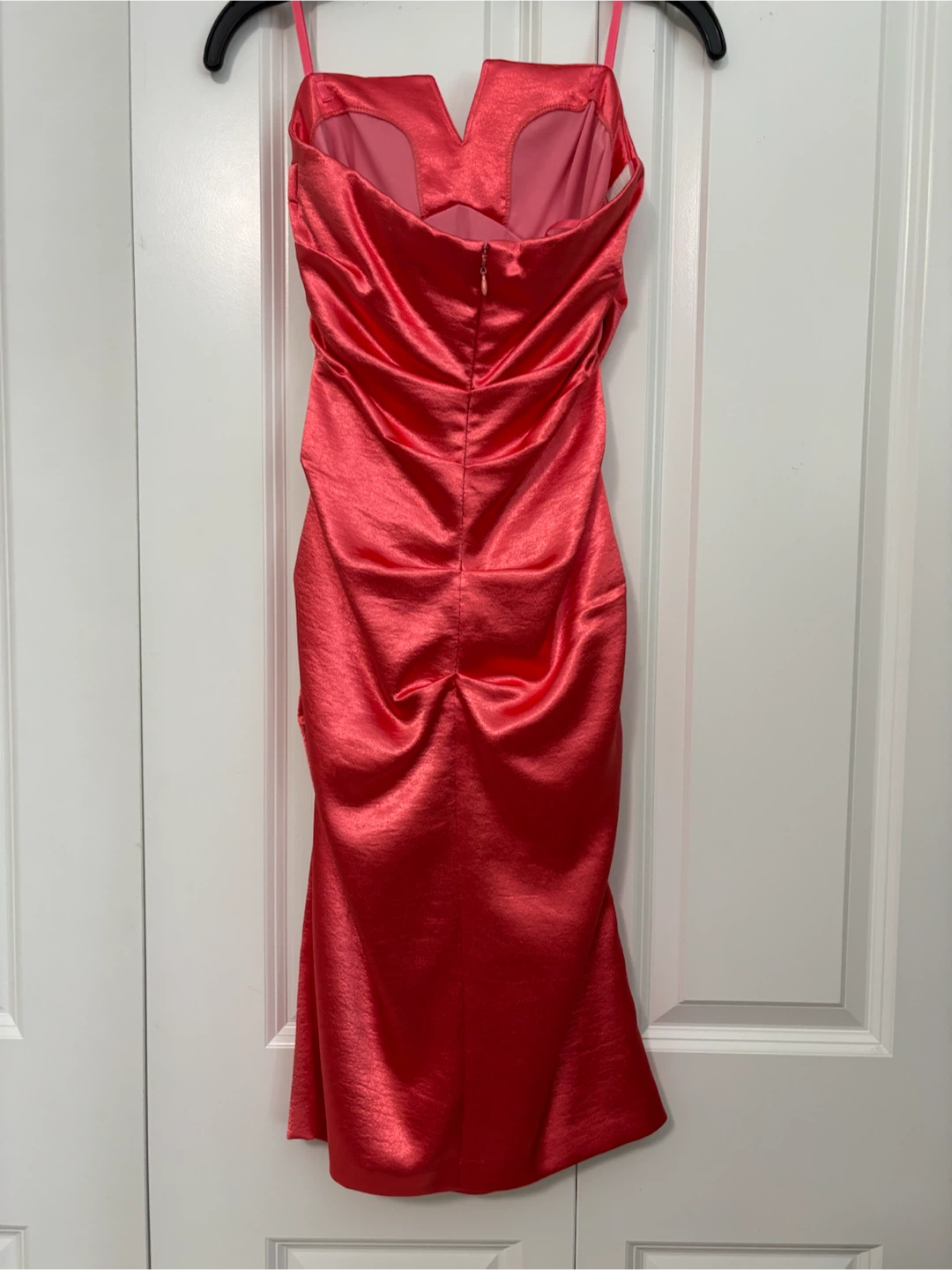 Le Chateau Red/Pink Ruched Strapless Dress XS - photo 2